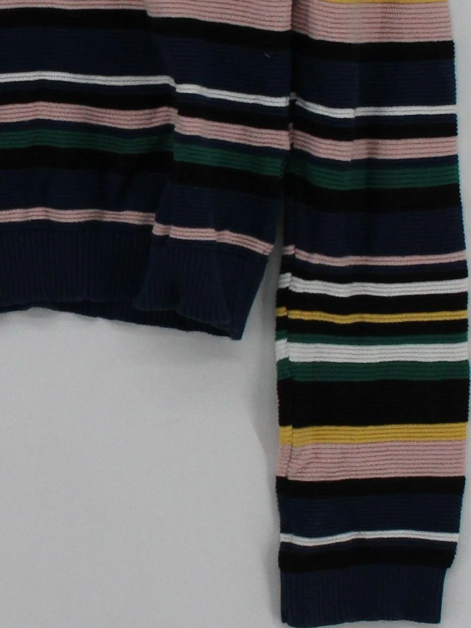 Topshop Women's Jumper L Multi Striped 100% Cotton Round Neck Pullover - Image 4