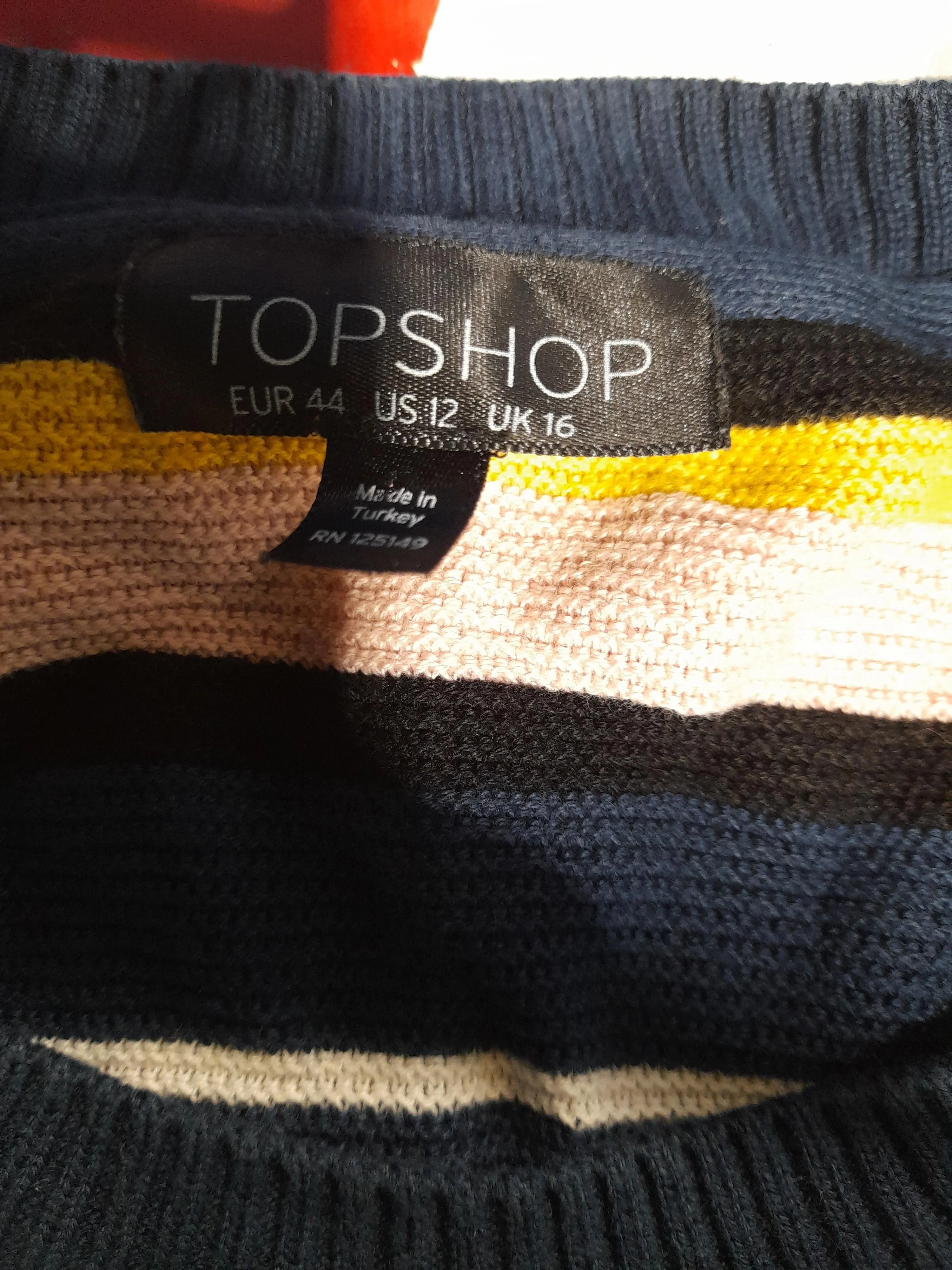Topshop Women's Jumper L Multi Striped 100% Cotton Round Neck Pullover - Image 5