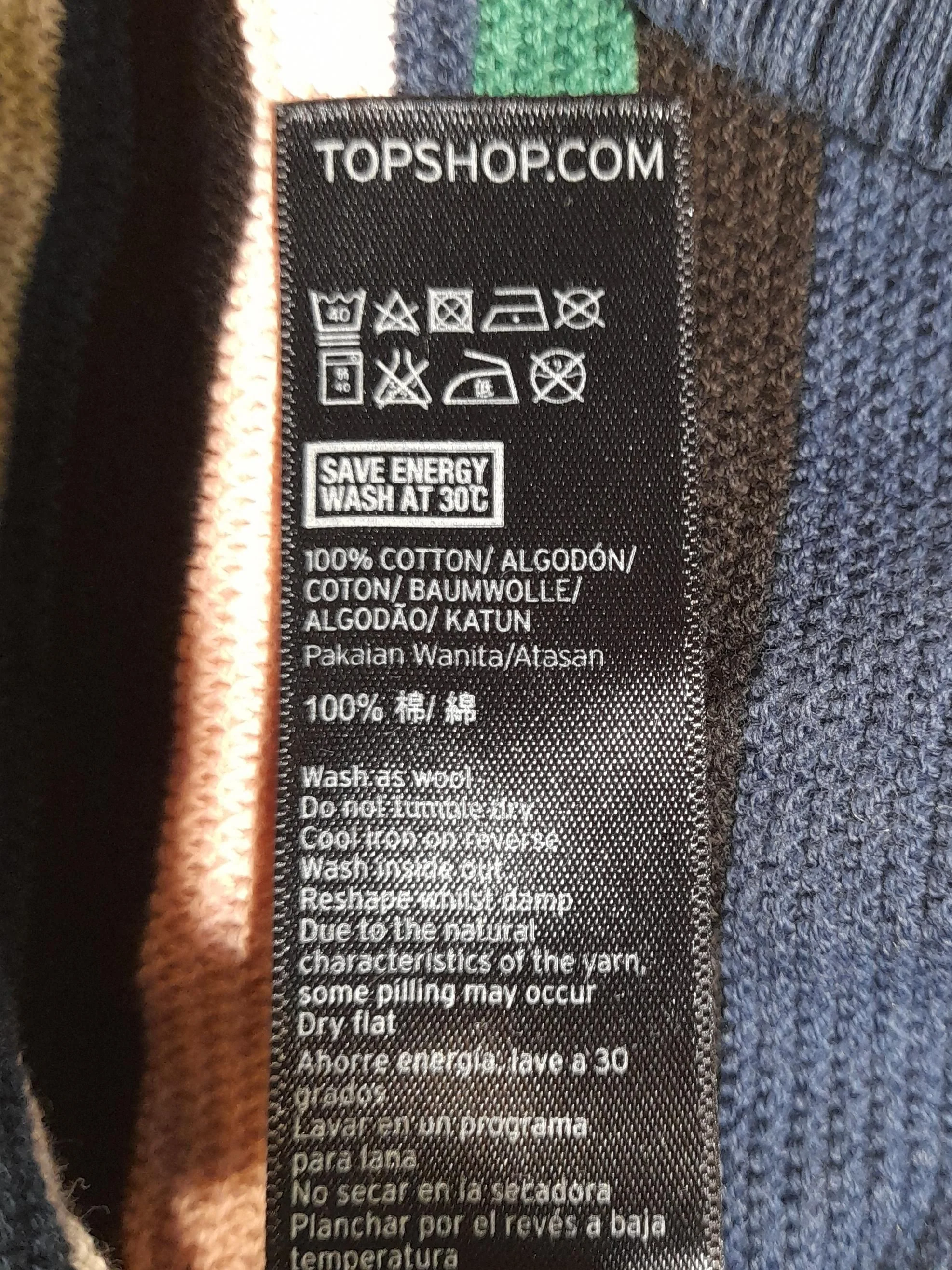 Topshop Women's Jumper L Multi Striped 100% Cotton Round Neck Pullover - Image 6