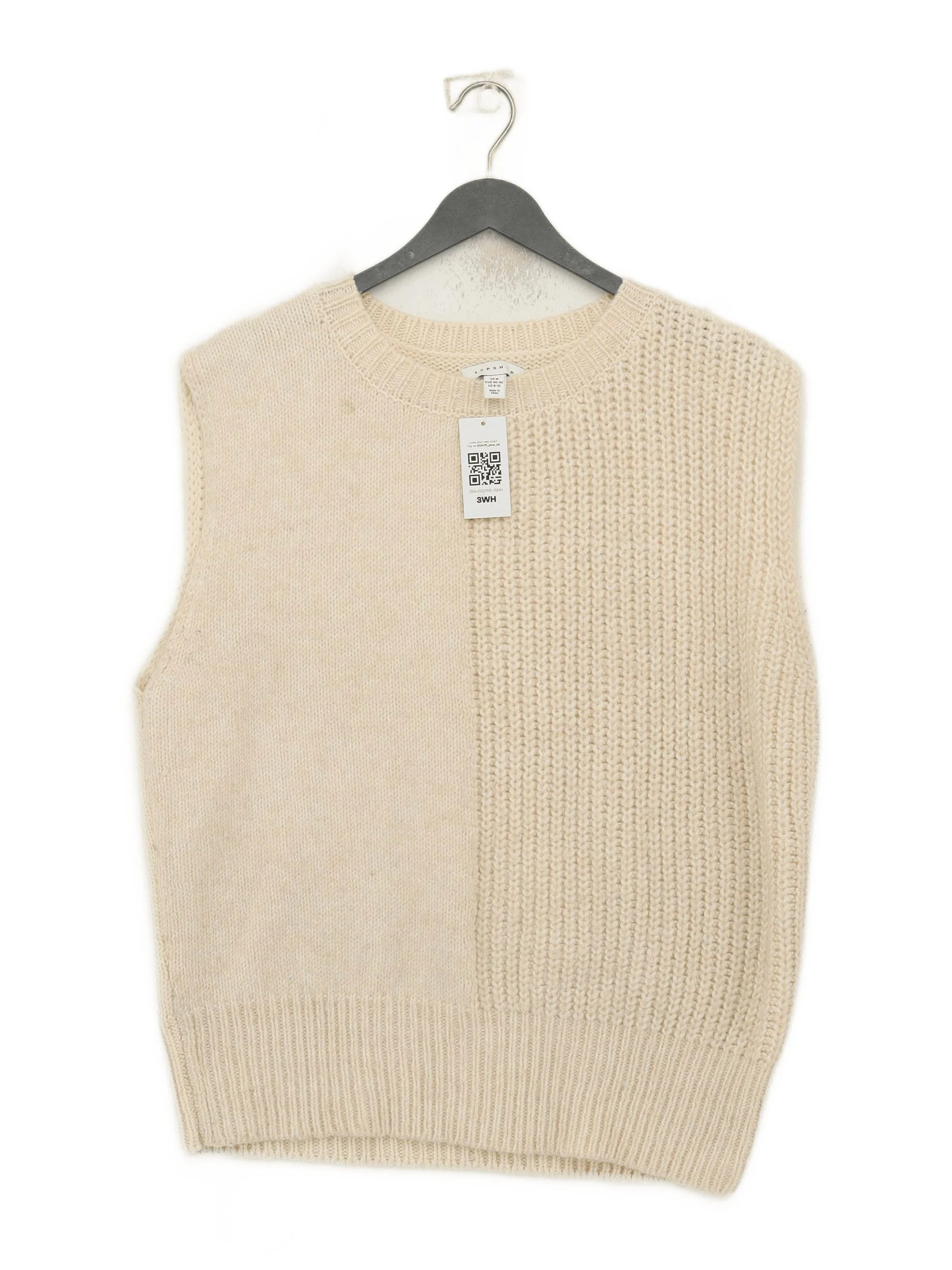 Topshop Women's Jumper M Cream Polyester with Acrylic, Nylon Round Neck Vest