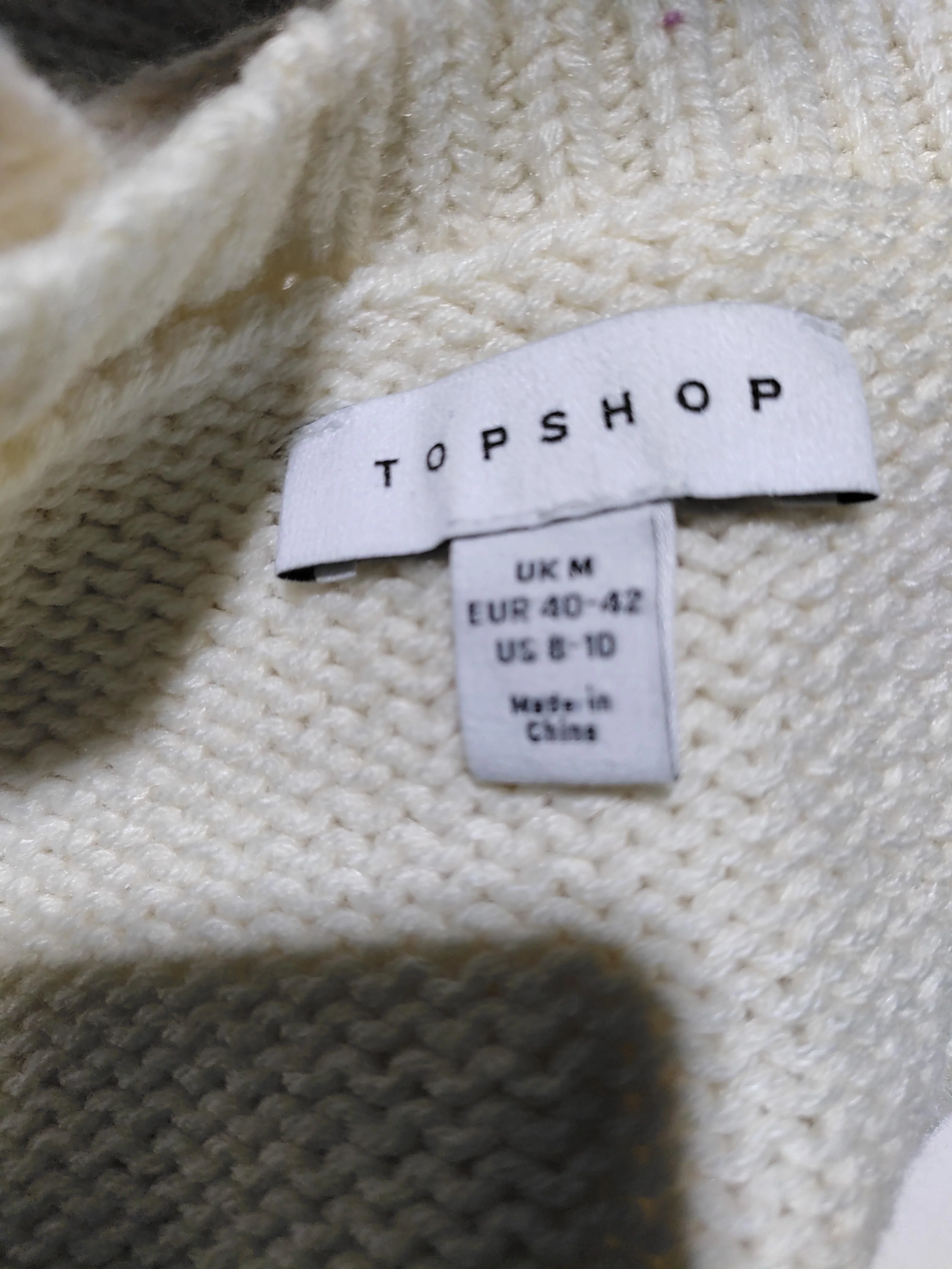 Topshop Women's Jumper M Cream Polyester with Acrylic, Nylon Round Neck Vest - Image 7