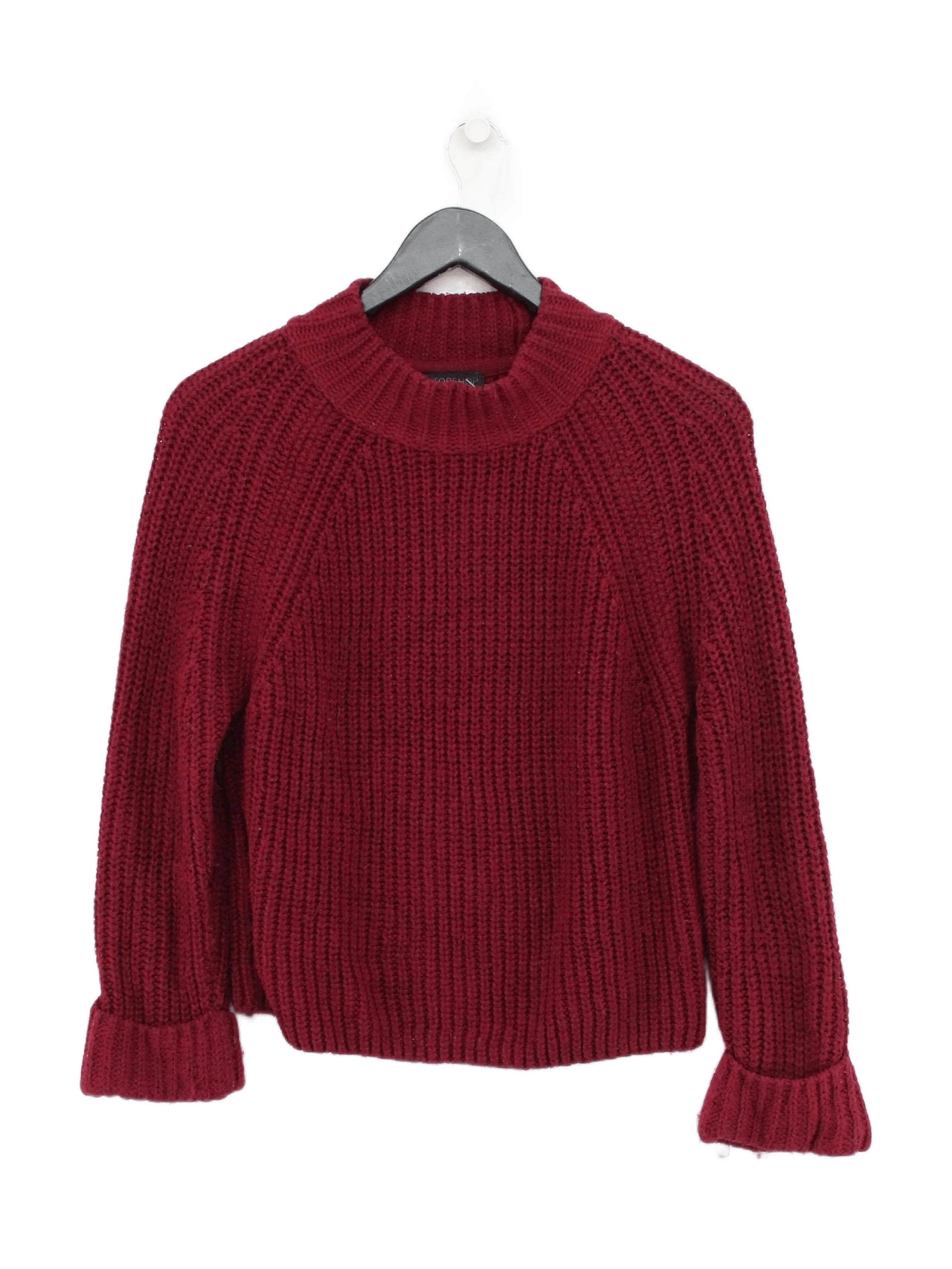 Topshop Women's Jumper M Red 100% Acrylic High Neck Pullover