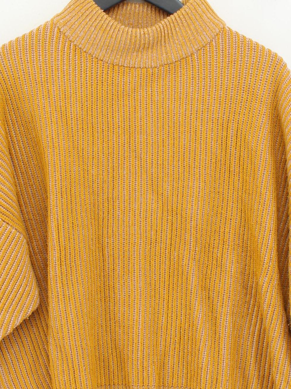 Topshop Women's Jumper M Yellow Striped 100% Acrylic Mock Neck Pullover - Image 3