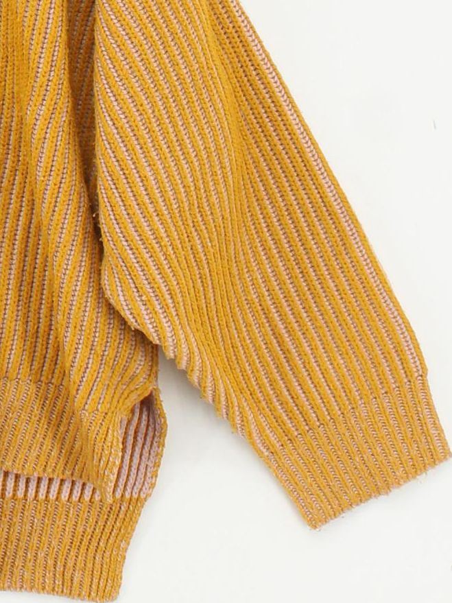 Topshop Women's Jumper M Yellow Striped 100% Acrylic Mock Neck Pullover - Image 4