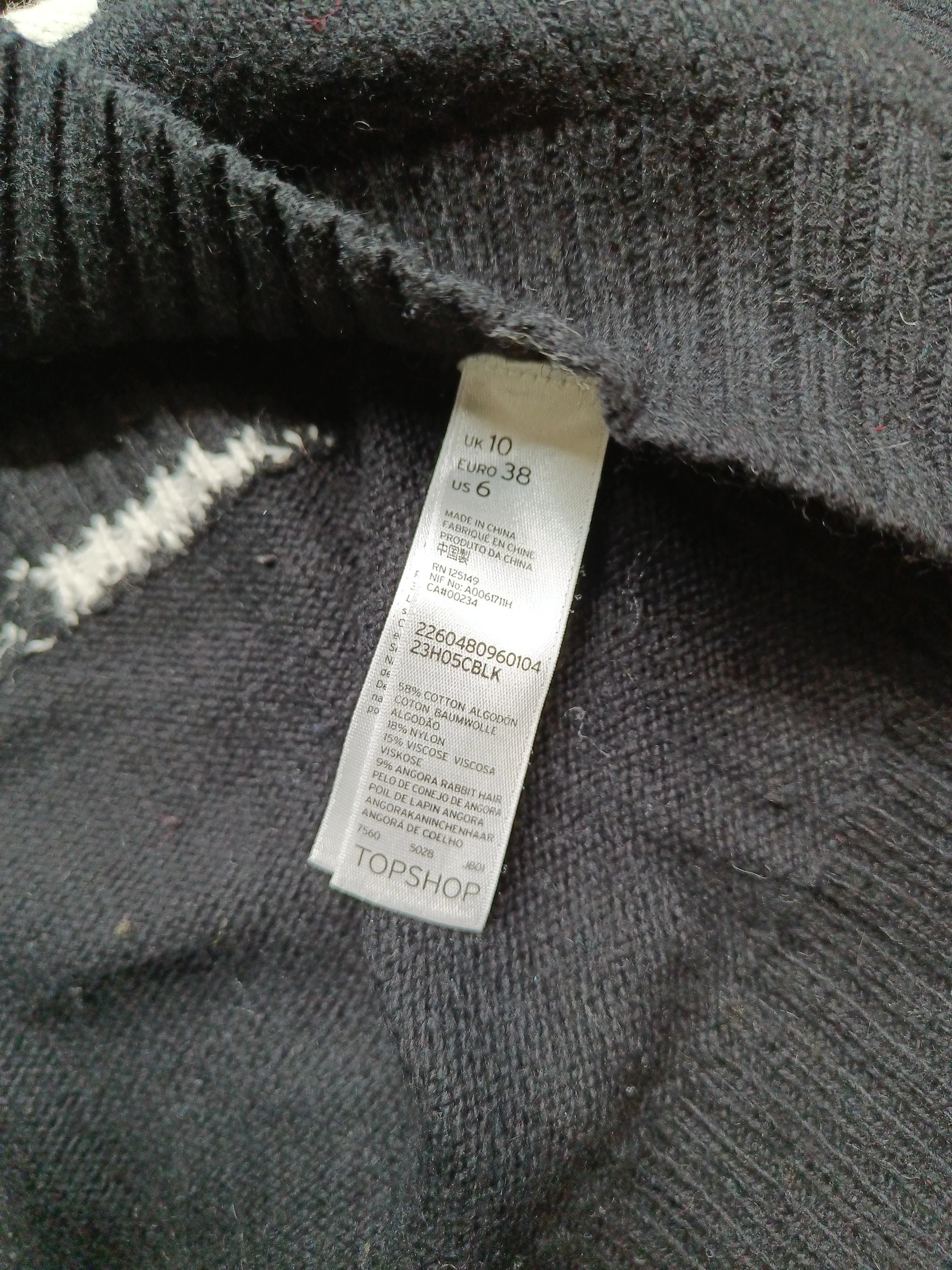 Topshop Women's Jumper UK 10 Black Cotton - Image 7