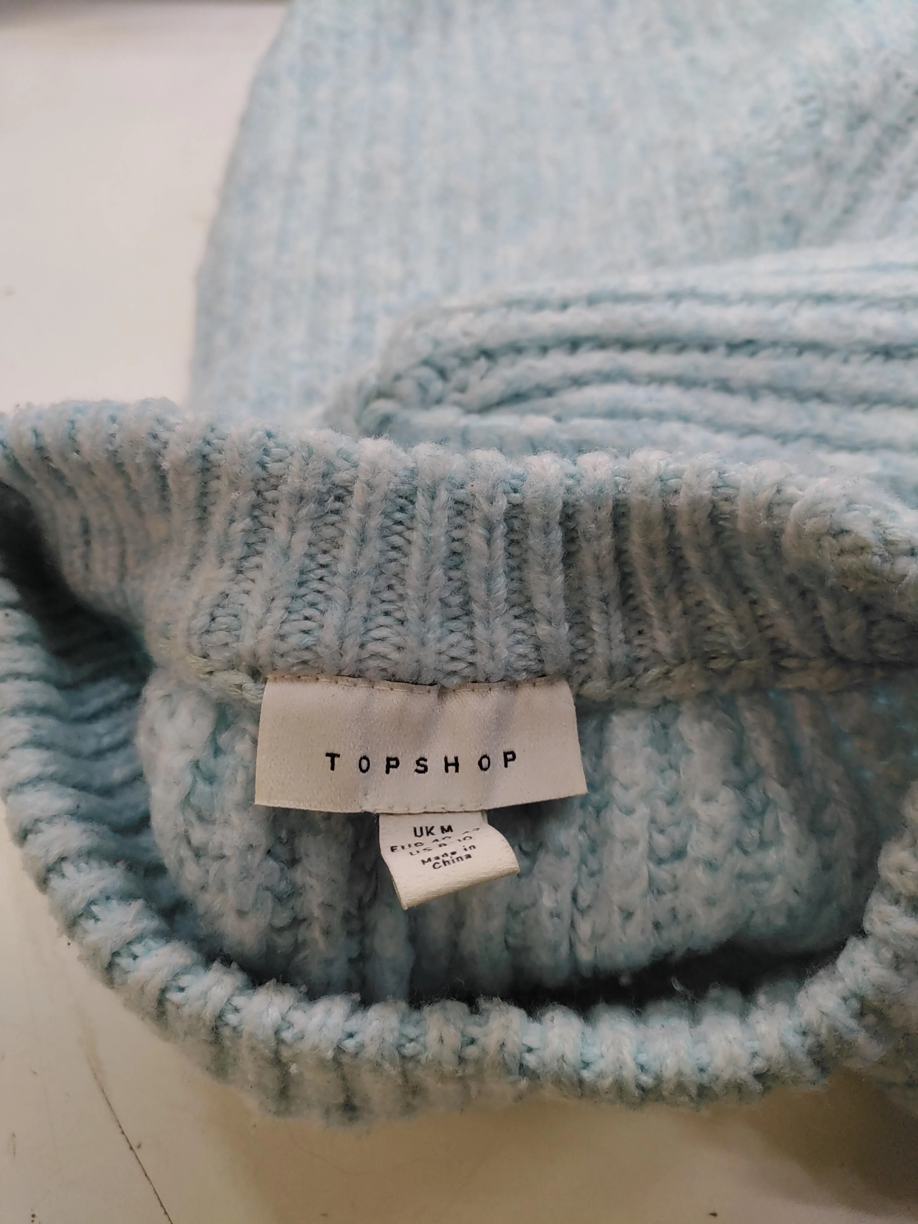 Topshop Women's Jumper UK 10 Blue Polyester with Elastane Crew Neck Pullover - Image 5
