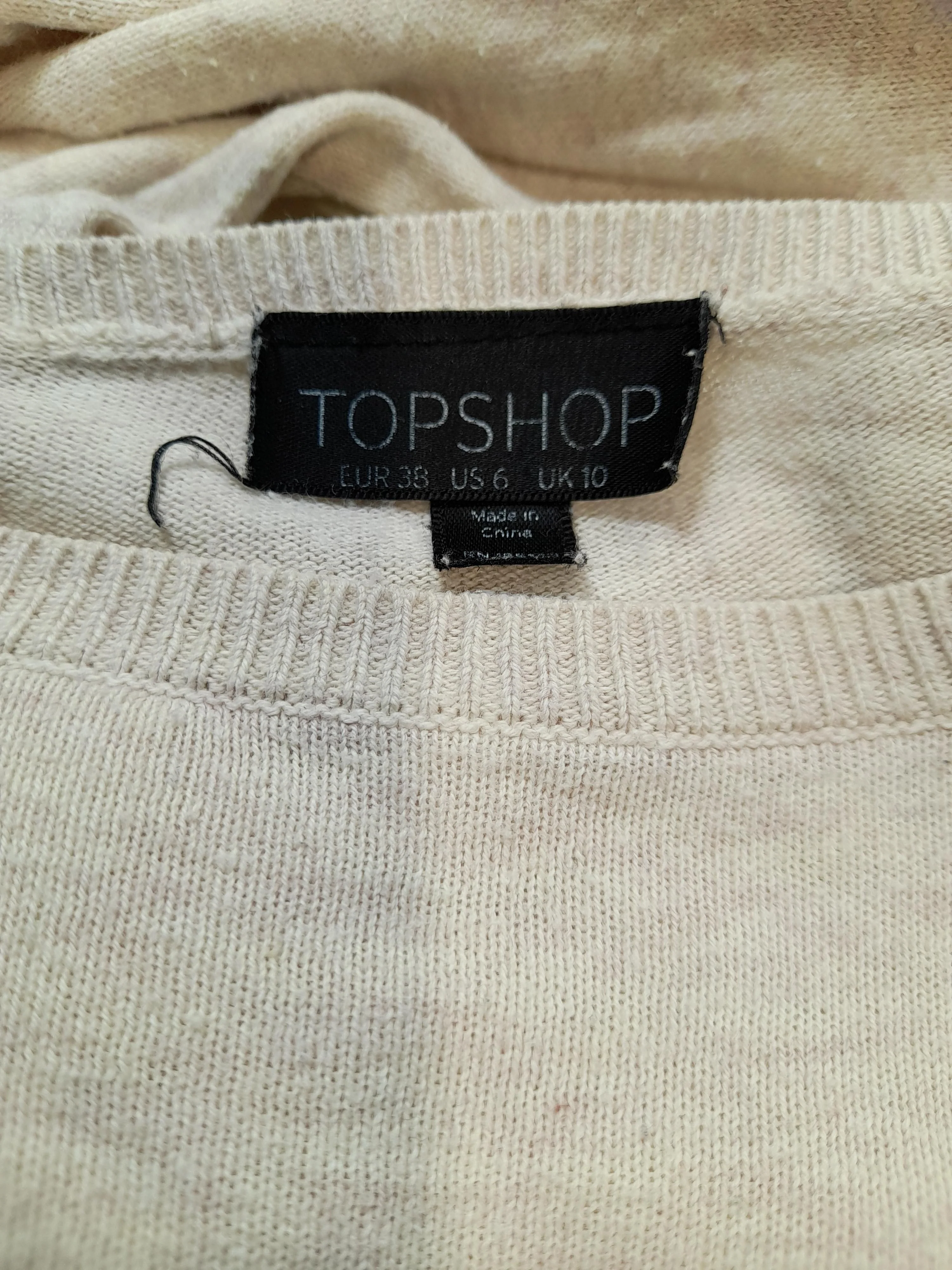 Topshop Women's Jumper UK 10 Cream Graphic 100% Other Round Neck Pullover - Image 6