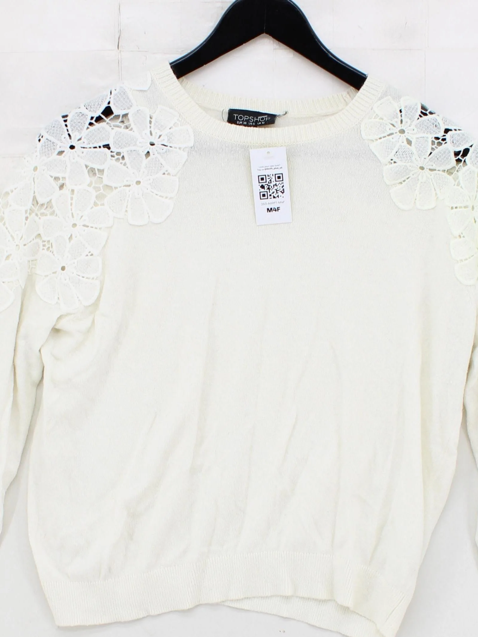 Topshop Women's Jumper UK 10 Cream Nylon with Cotton, Viscose, Angora Pullover - Image 3