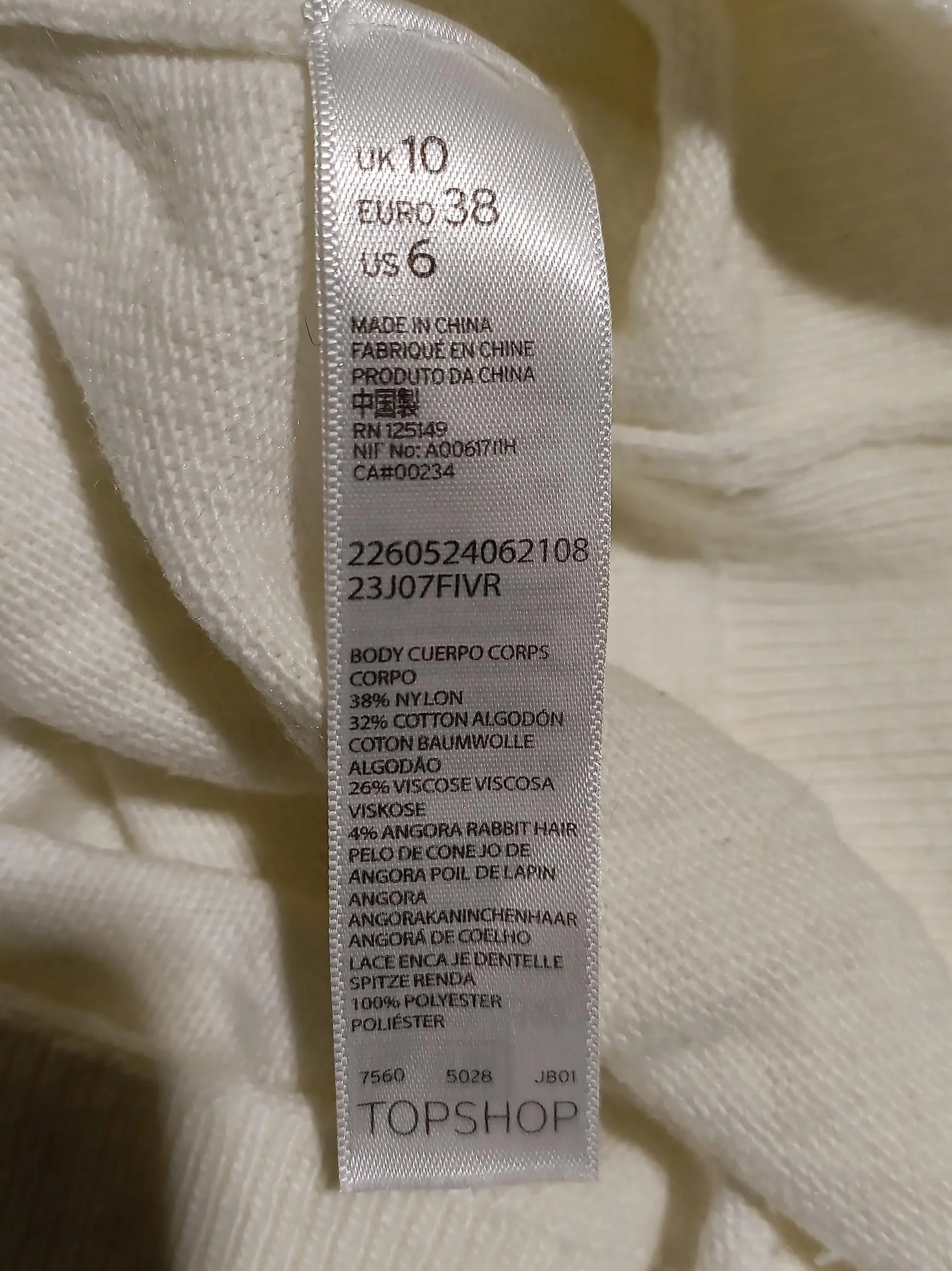 Topshop Women's Jumper UK 10 Cream Nylon with Cotton, Viscose, Angora Pullover - Image 7