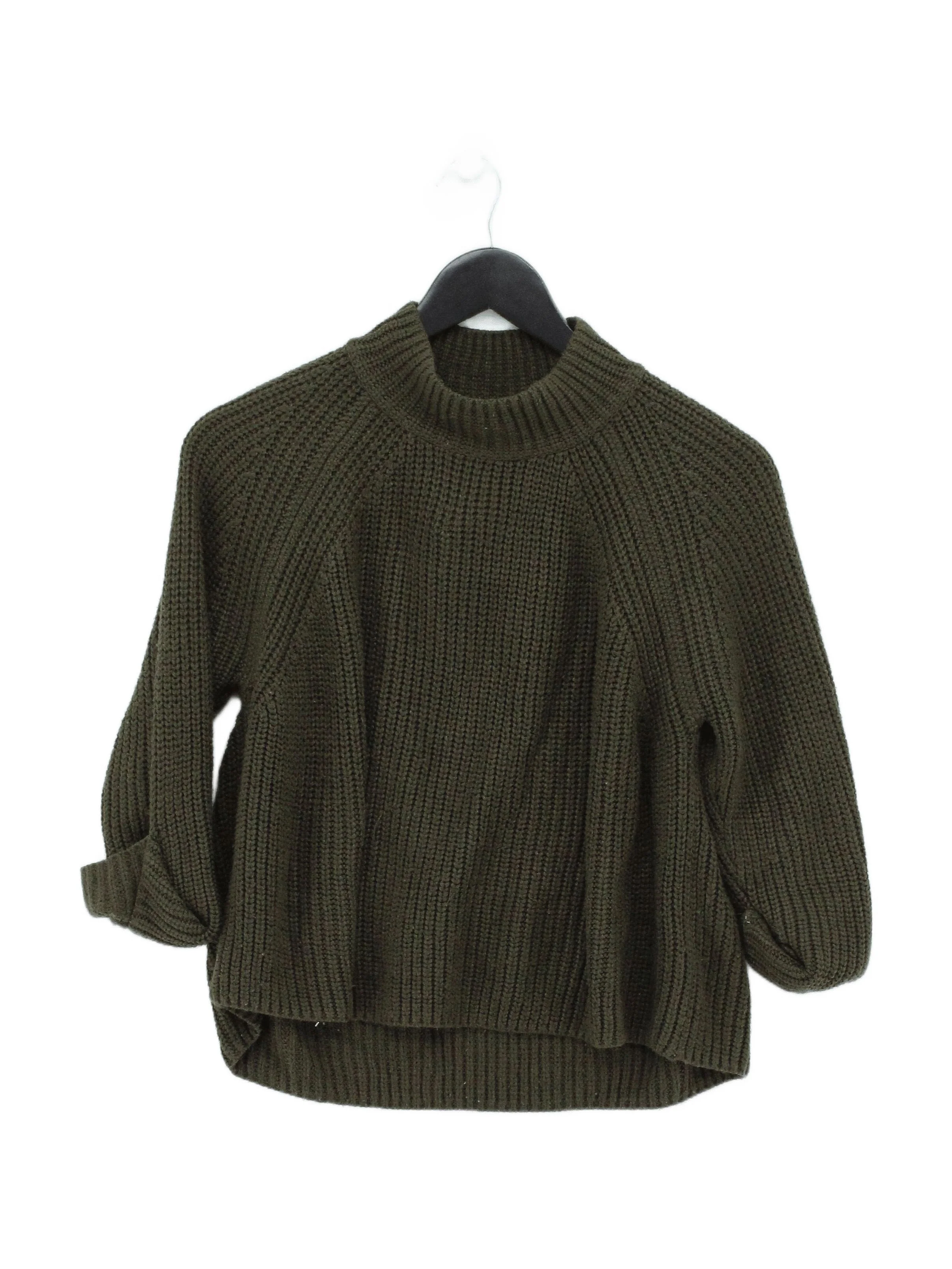 Topshop Women's Jumper UK 10 Green 100% Acrylic High Neck Pullover
