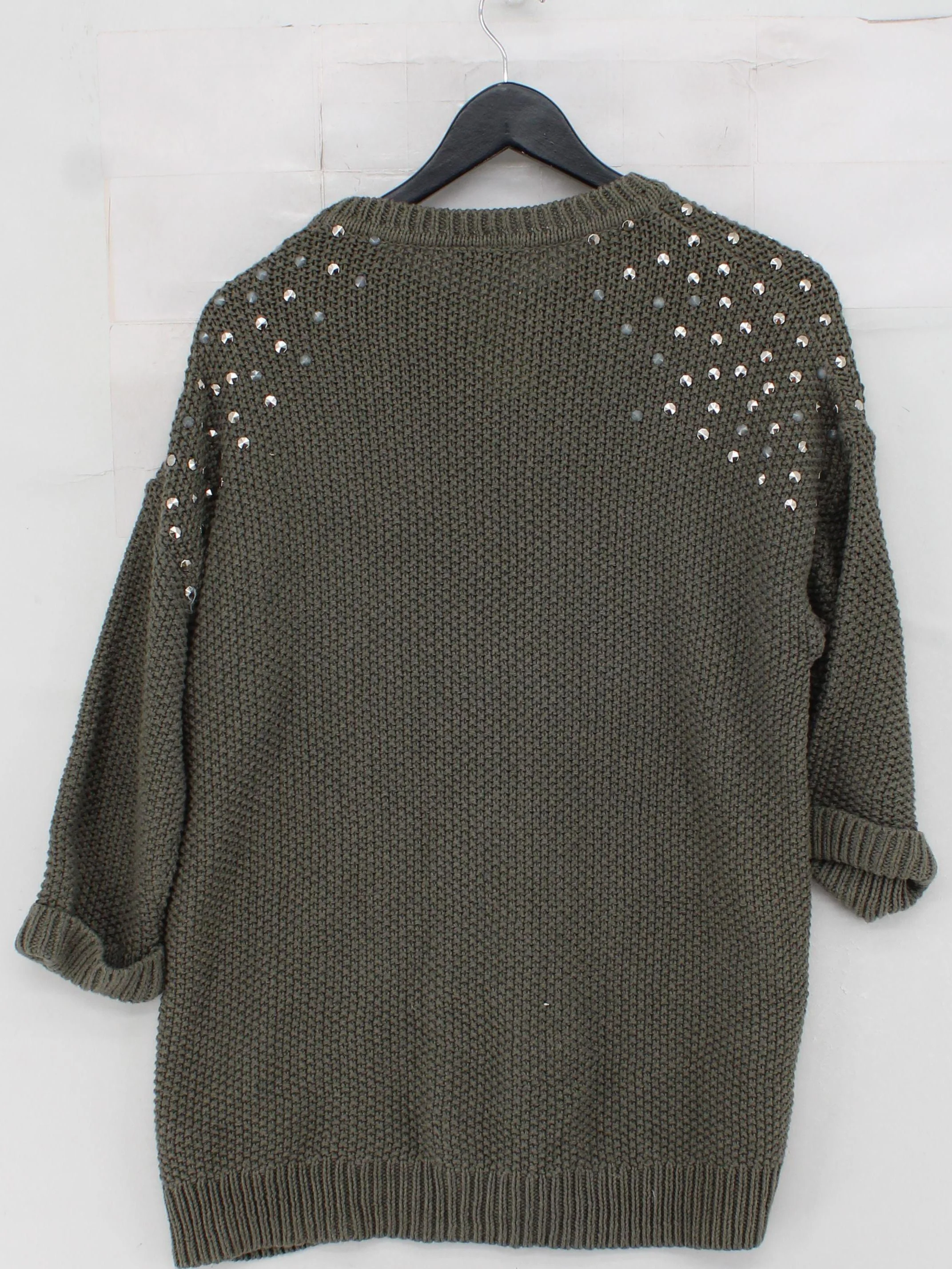 Topshop Women's Jumper UK 10 Green 100% Cotton Round Neck Pullover - Image 2