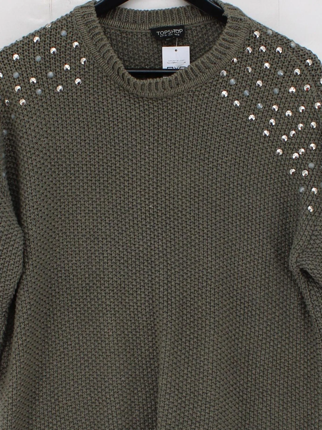 Topshop Women's Jumper UK 10 Green 100% Cotton Round Neck Pullover - Image 3