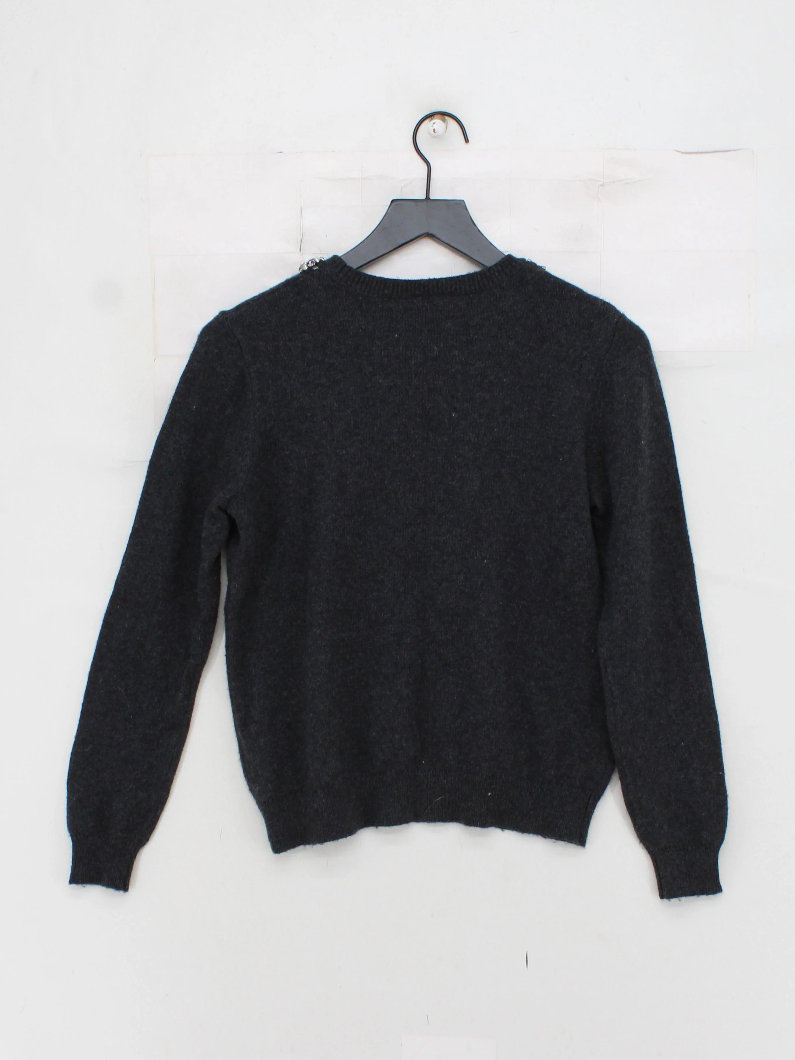 Topshop Women's Jumper UK 10 Grey Acrylic with Nylon, Angora Crew Neck Pullover - Image 2