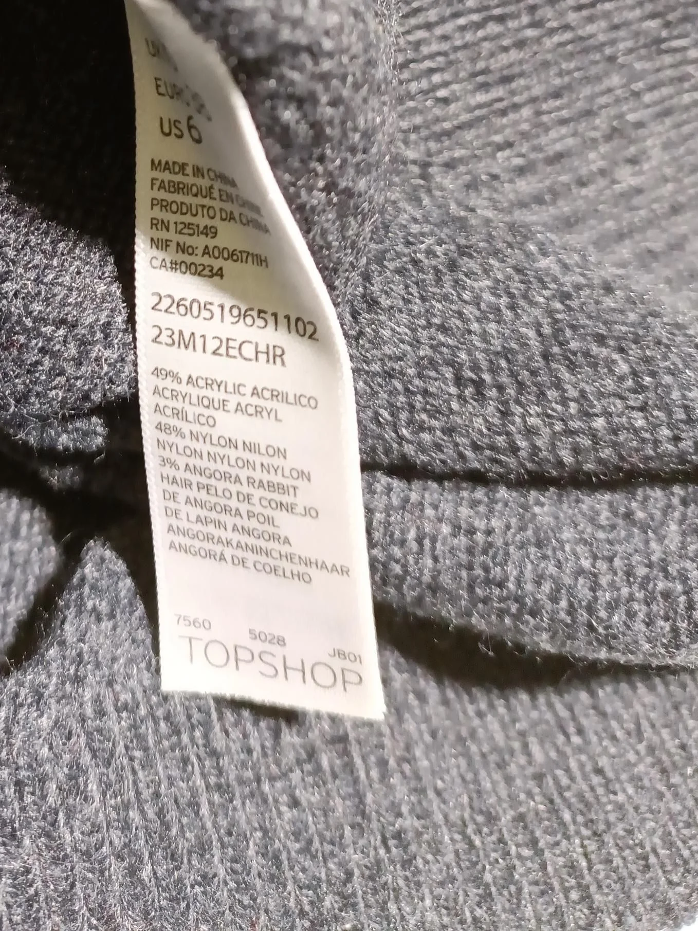 Topshop Women's Jumper UK 10 Grey Acrylic with Nylon, Angora Crew Neck Pullover - Image 7