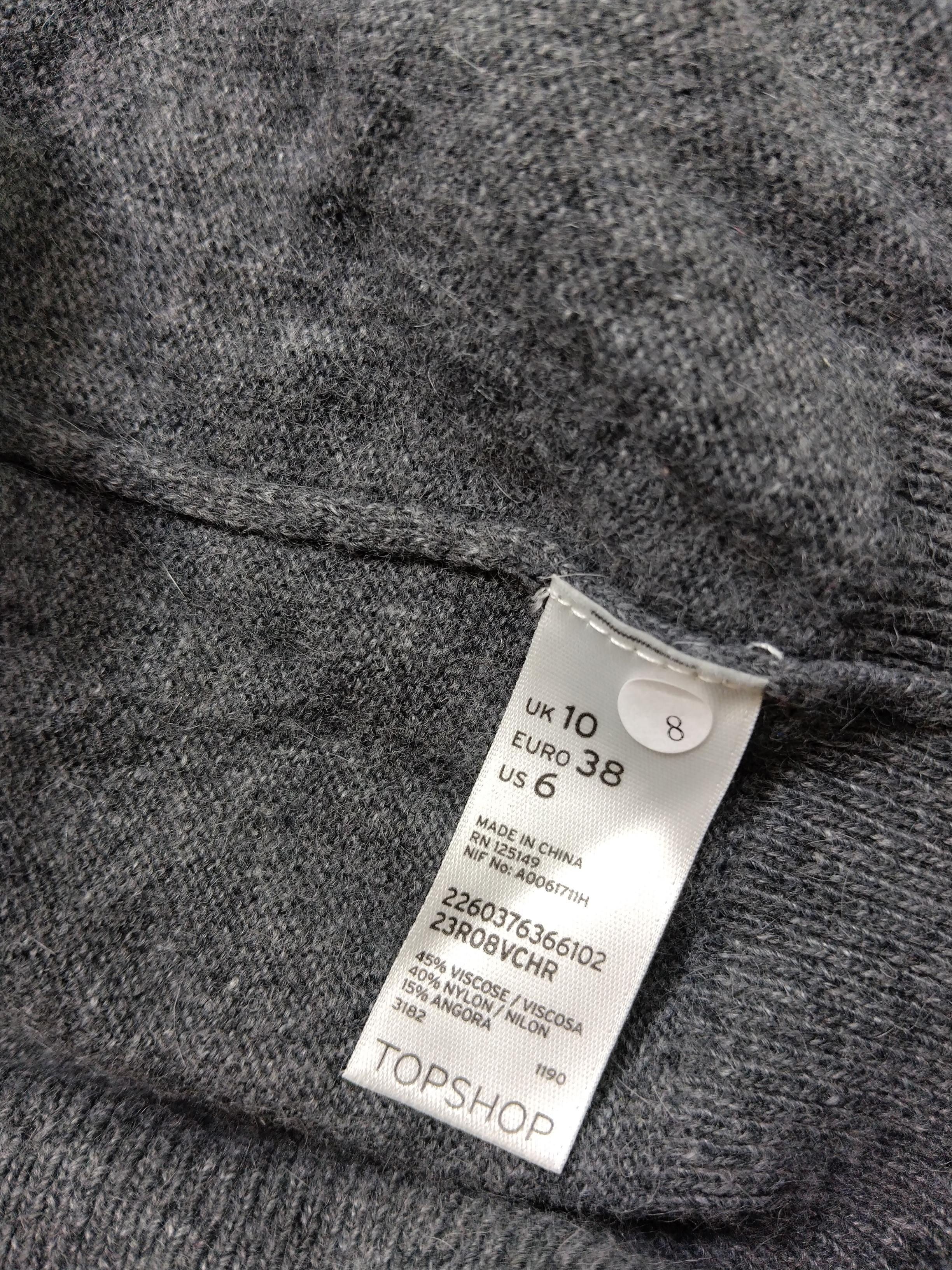 Topshop Women's Jumper UK 10 Grey Viscose with Nylon, Angora Roll Neck Pullover - Image 7