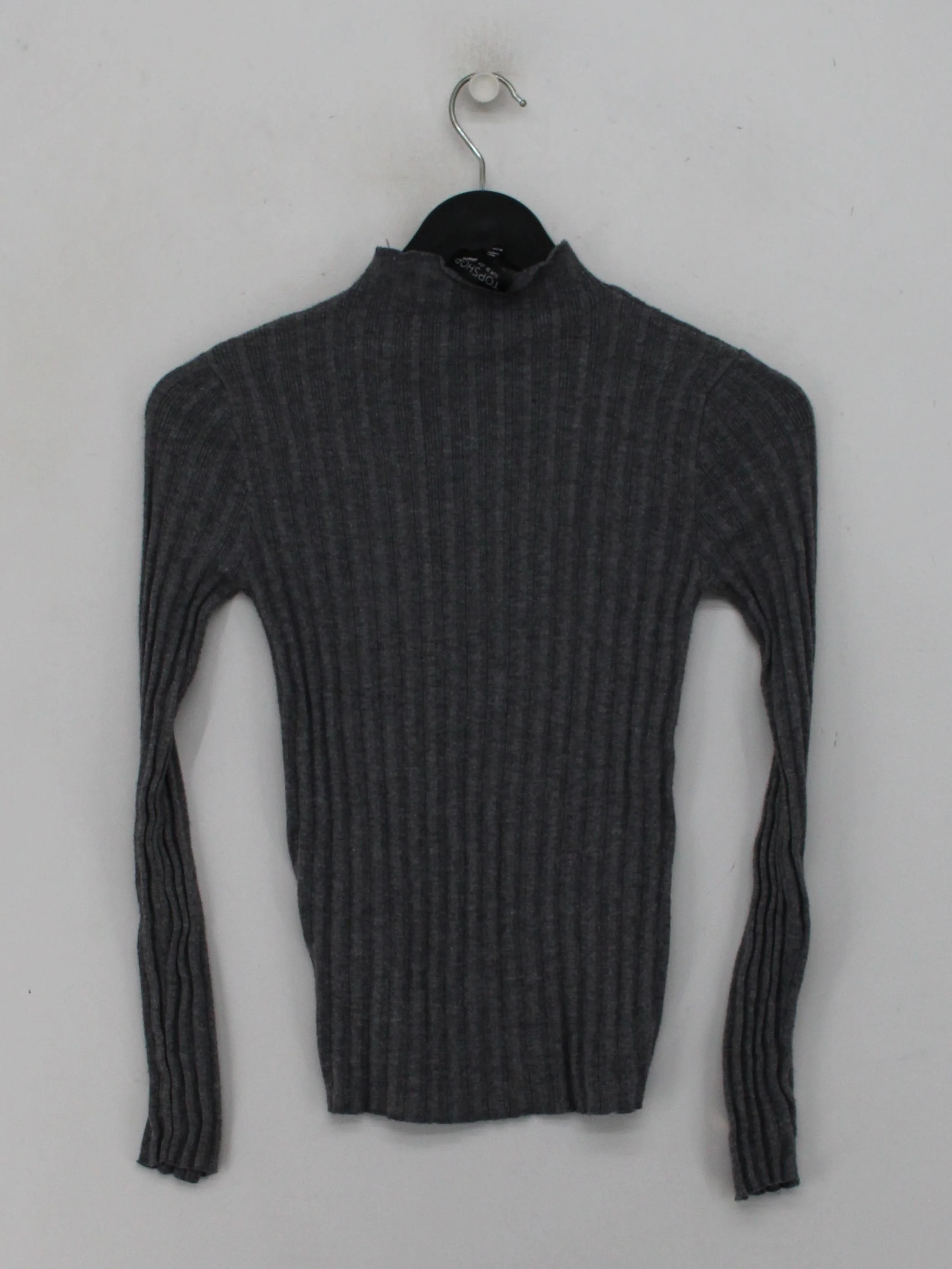 Topshop Women's Jumper UK 10 Grey Viscose with Nylon High Neck Pullover - Image 2