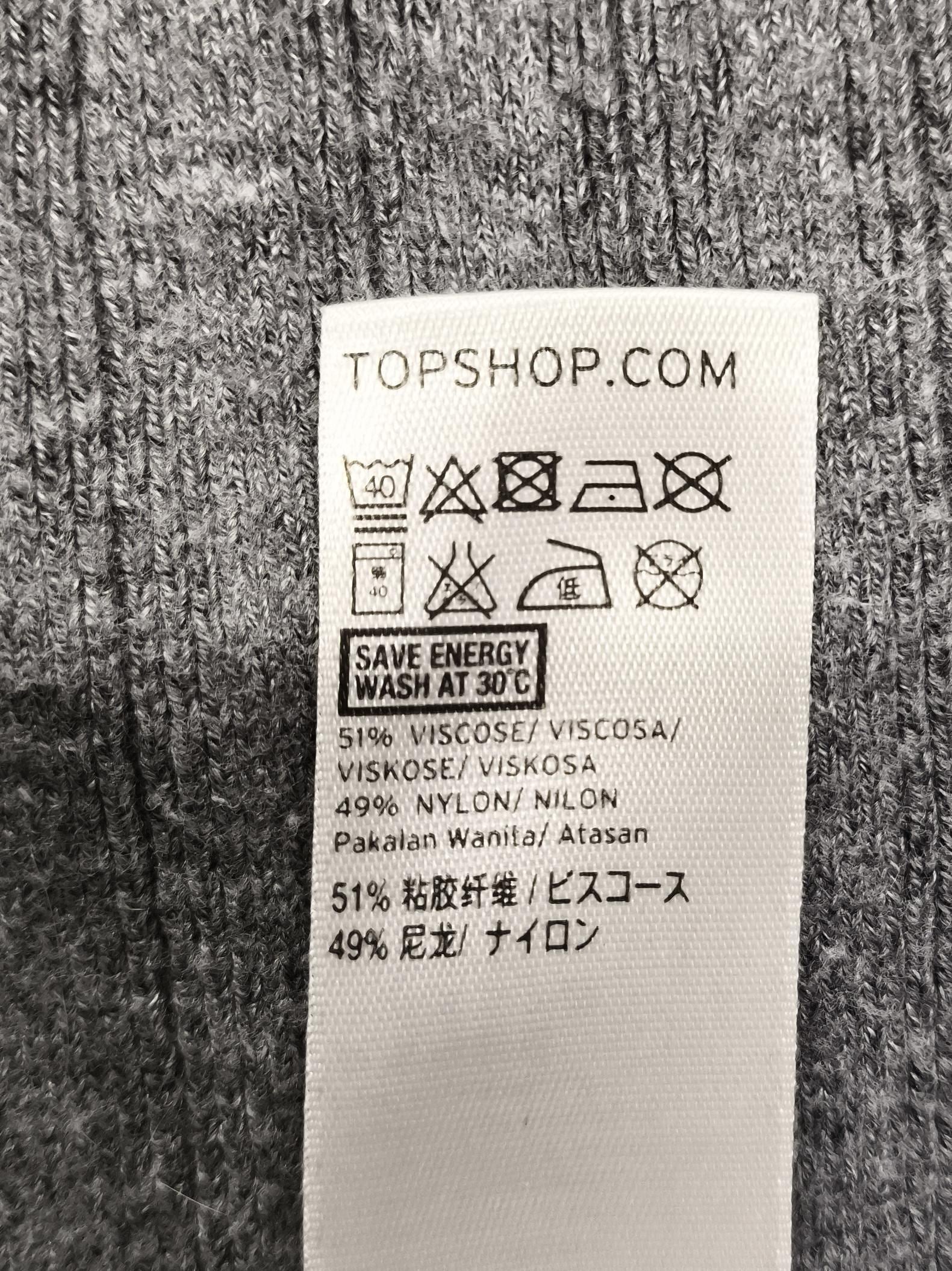 Topshop Women's Jumper UK 10 Grey Viscose with Nylon High Neck Pullover - Image 6