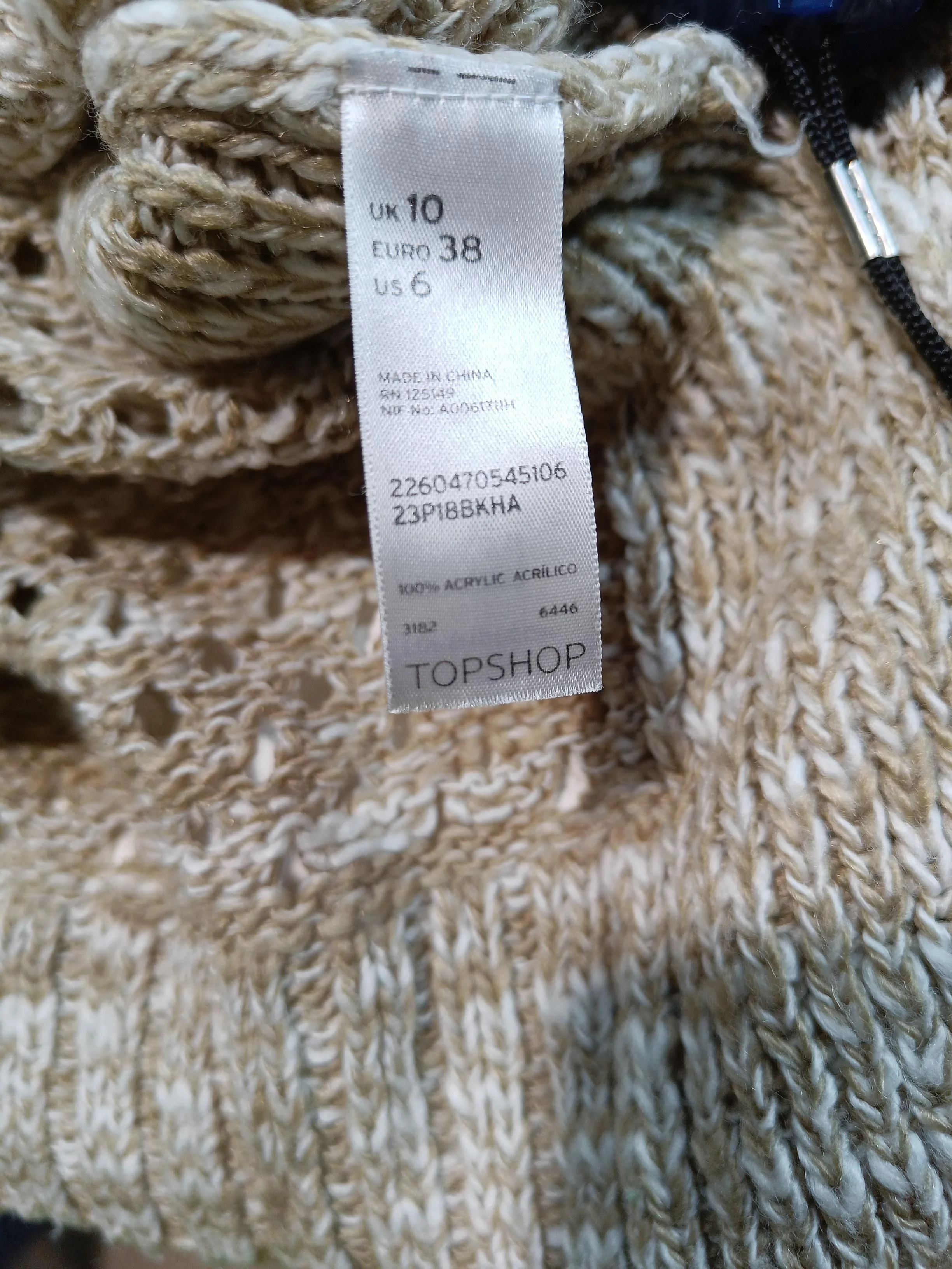 Topshop Women's Jumper UK 10 Tan 100% Acrylic Round Neck Pullover - Image 6