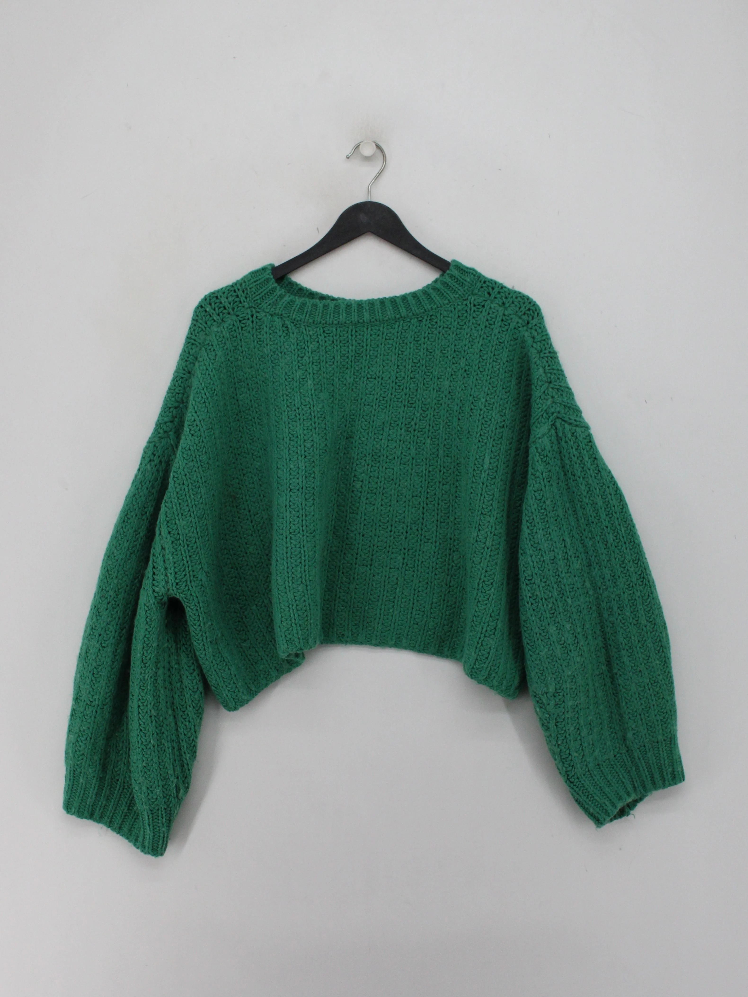 Topshop Women's Jumper UK 12 Green Acrylic with Wool Crew Neck Pullover - Image 2