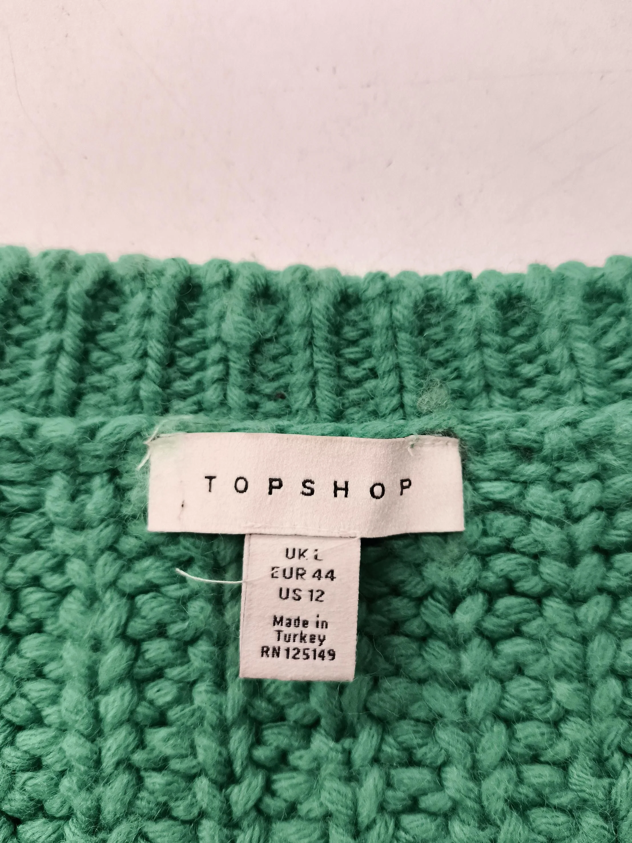 Topshop Women's Jumper UK 12 Green Acrylic with Wool Crew Neck Pullover - Image 7