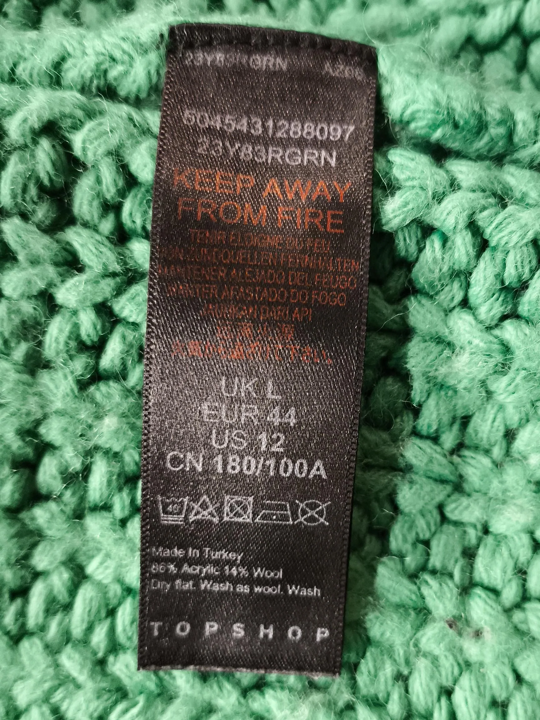 Topshop Women's Jumper UK 12 Green Acrylic with Wool Crew Neck Pullover - Image 8