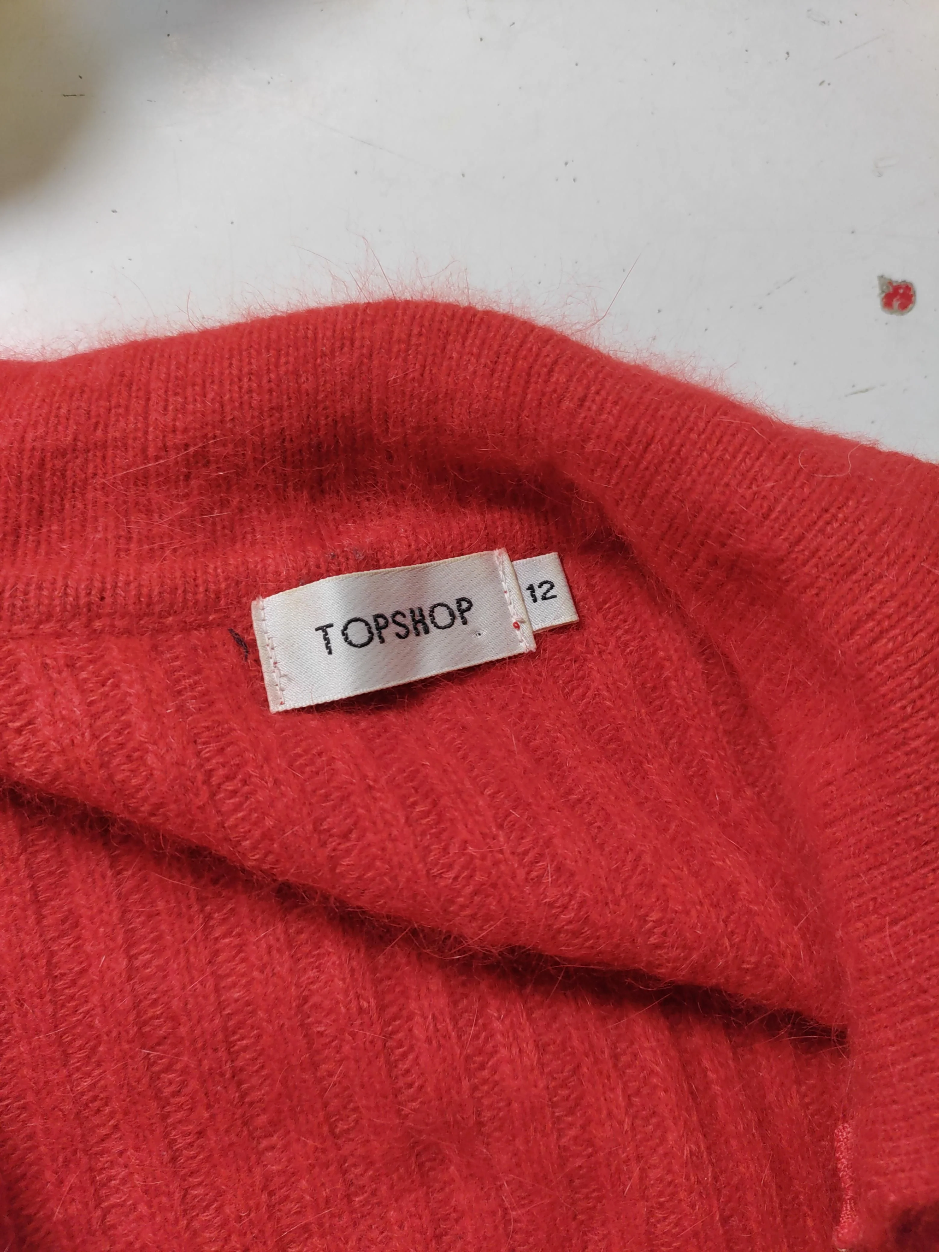Topshop Women's Jumper UK 12 Red Acrylic with Angora, Polyamide Pullover - Image 5