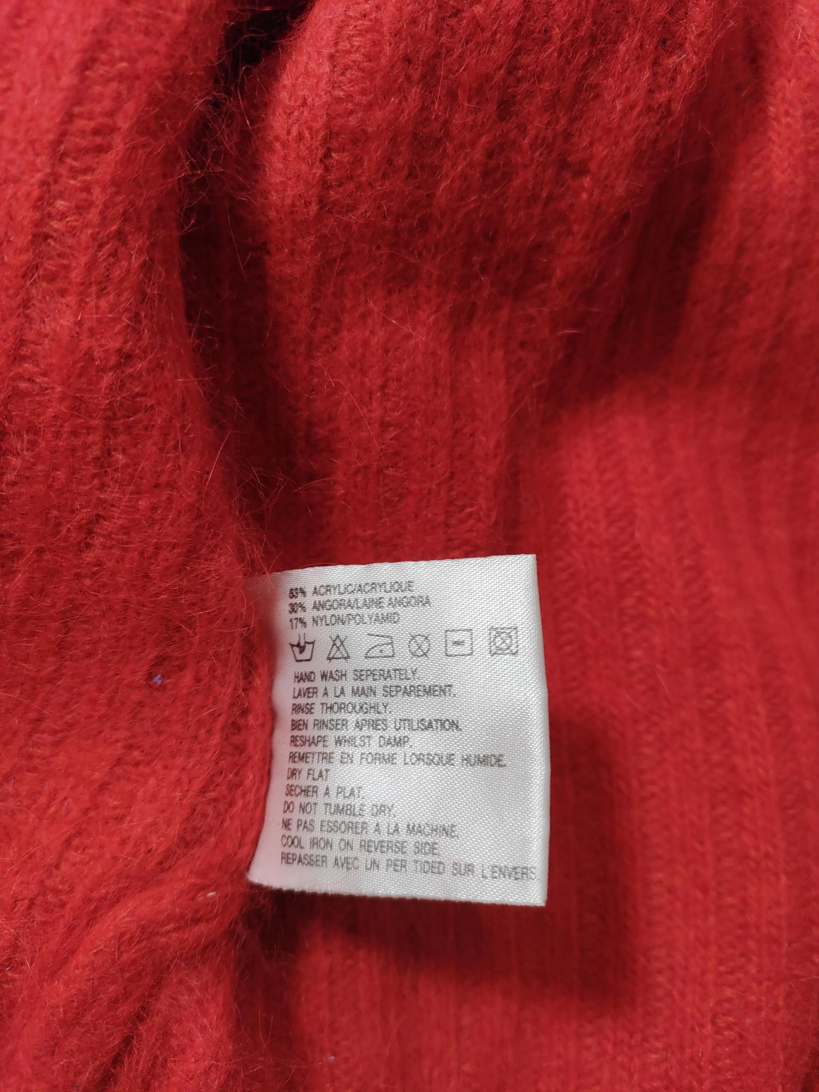 Topshop Women's Jumper UK 12 Red Acrylic with Angora, Polyamide Pullover - Image 6