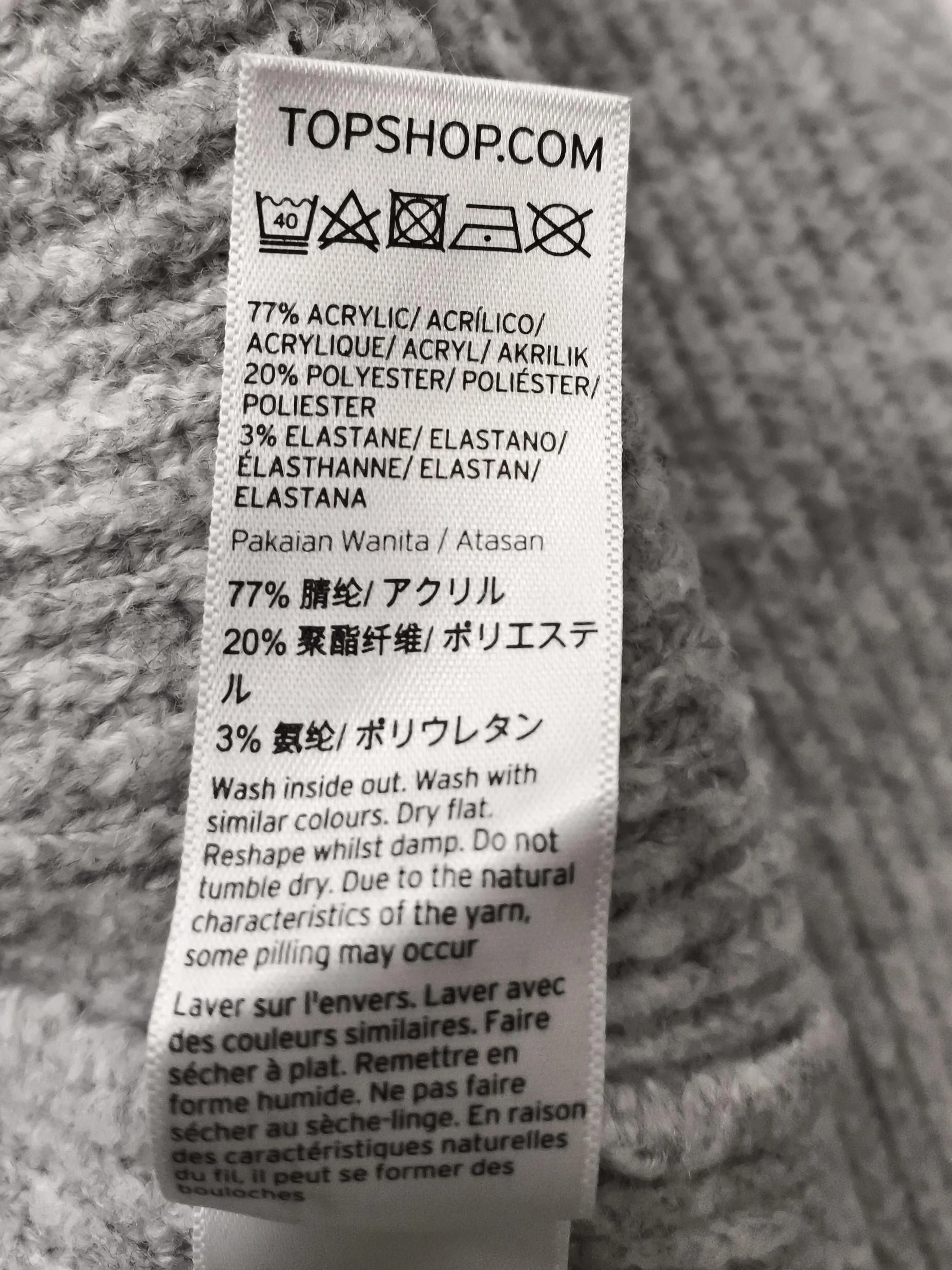 Topshop Women's Jumper UK 14 Grey Acrylic with Polyester, Elastane Pullover - Image 6