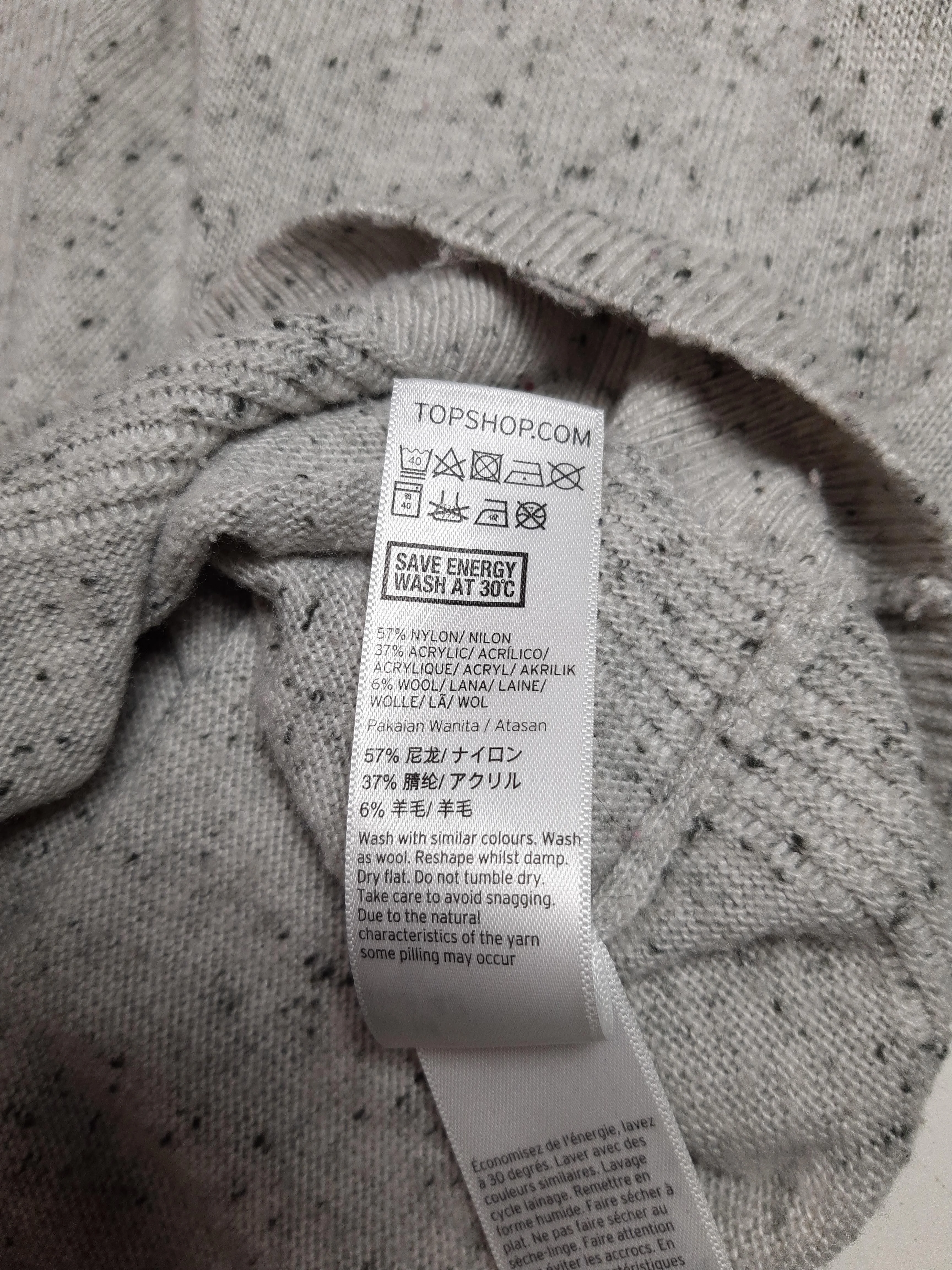 Topshop Women's Jumper UK 14 Grey Nylon with Acrylic, Wool Round Neck Pullover - Image 7