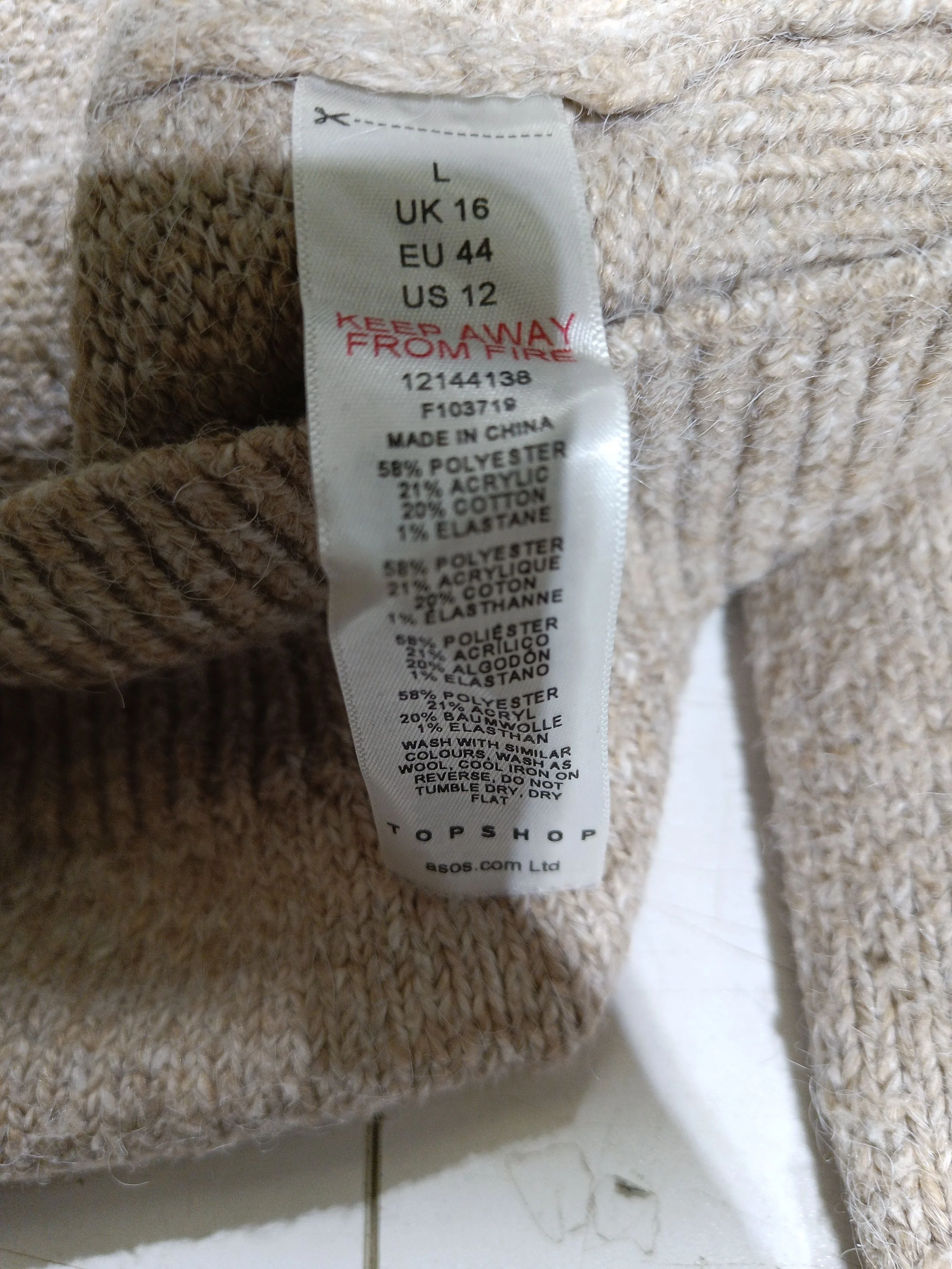 Topshop Women's Jumper UK 16 Brown Polyester - Image 6