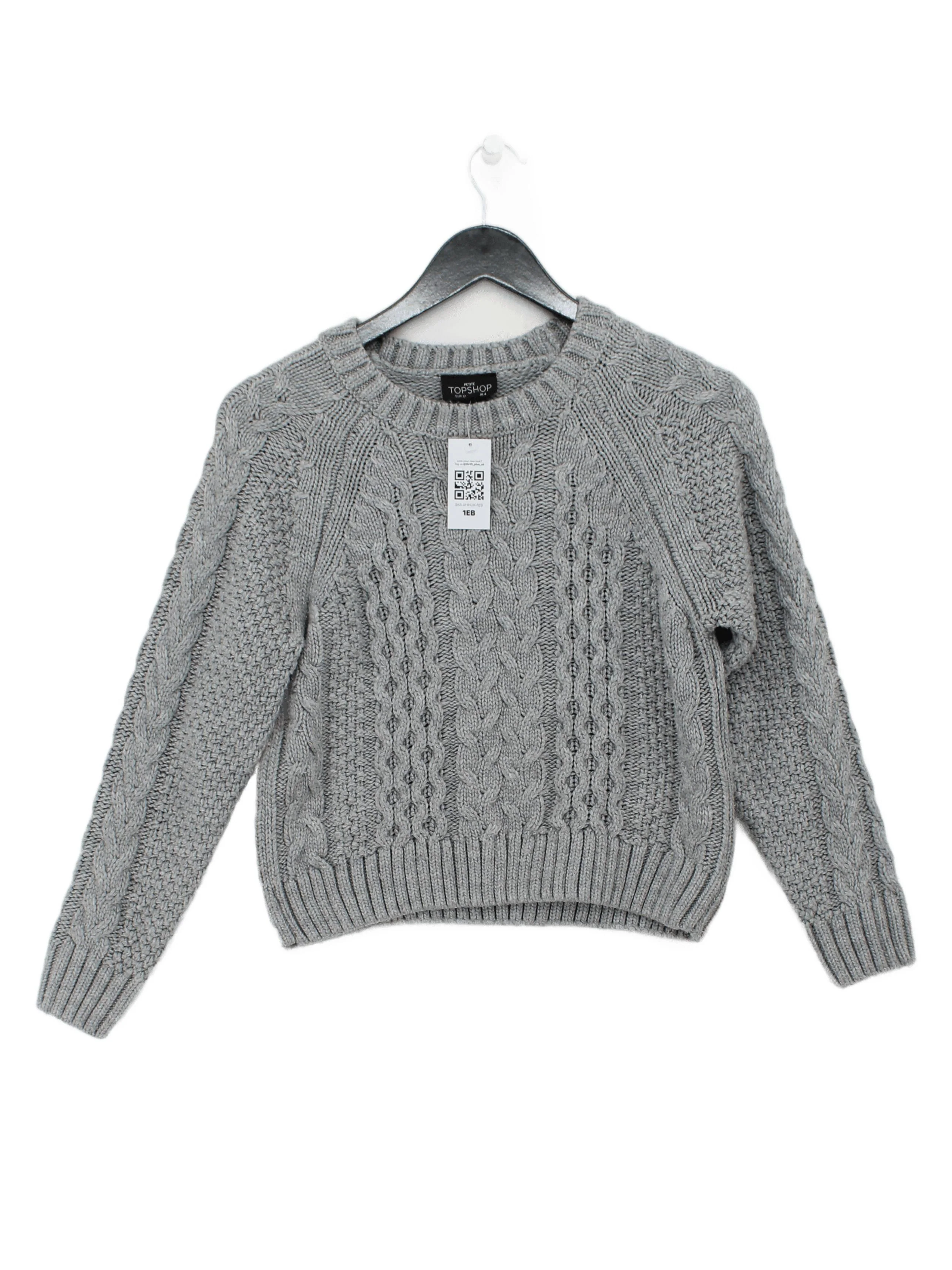 Topshop Women's Jumper UK 4 Grey 100% Acrylic Crew Neck Pullover
