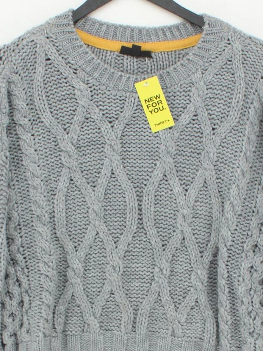 Topshop Women's Jumper UK 6 Grey 100% Acrylic Round Neck Pullover - Image 3