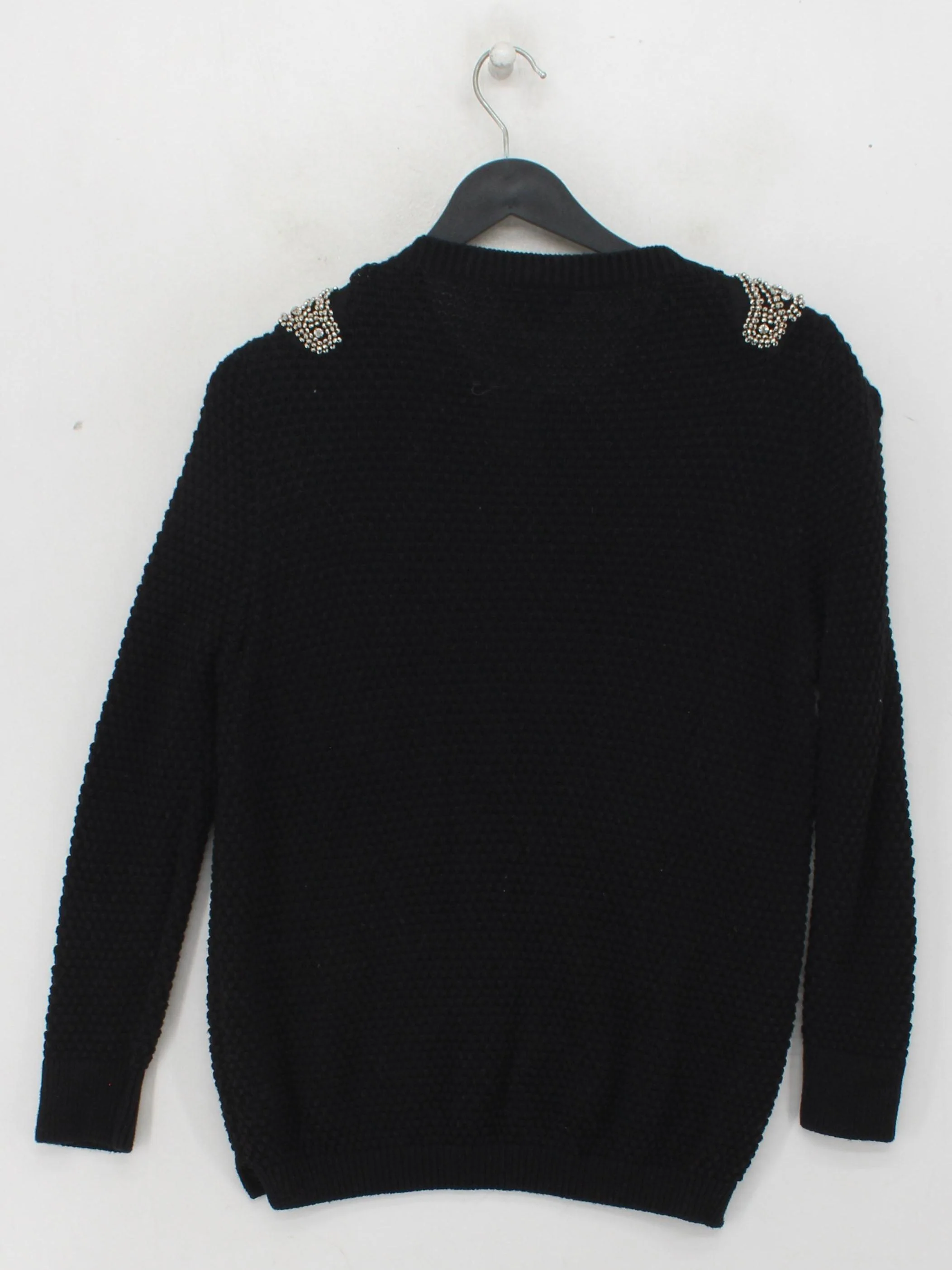 Topshop Women's Jumper UK 8 Black 100% Cotton Round Neck Pullover - Image 2