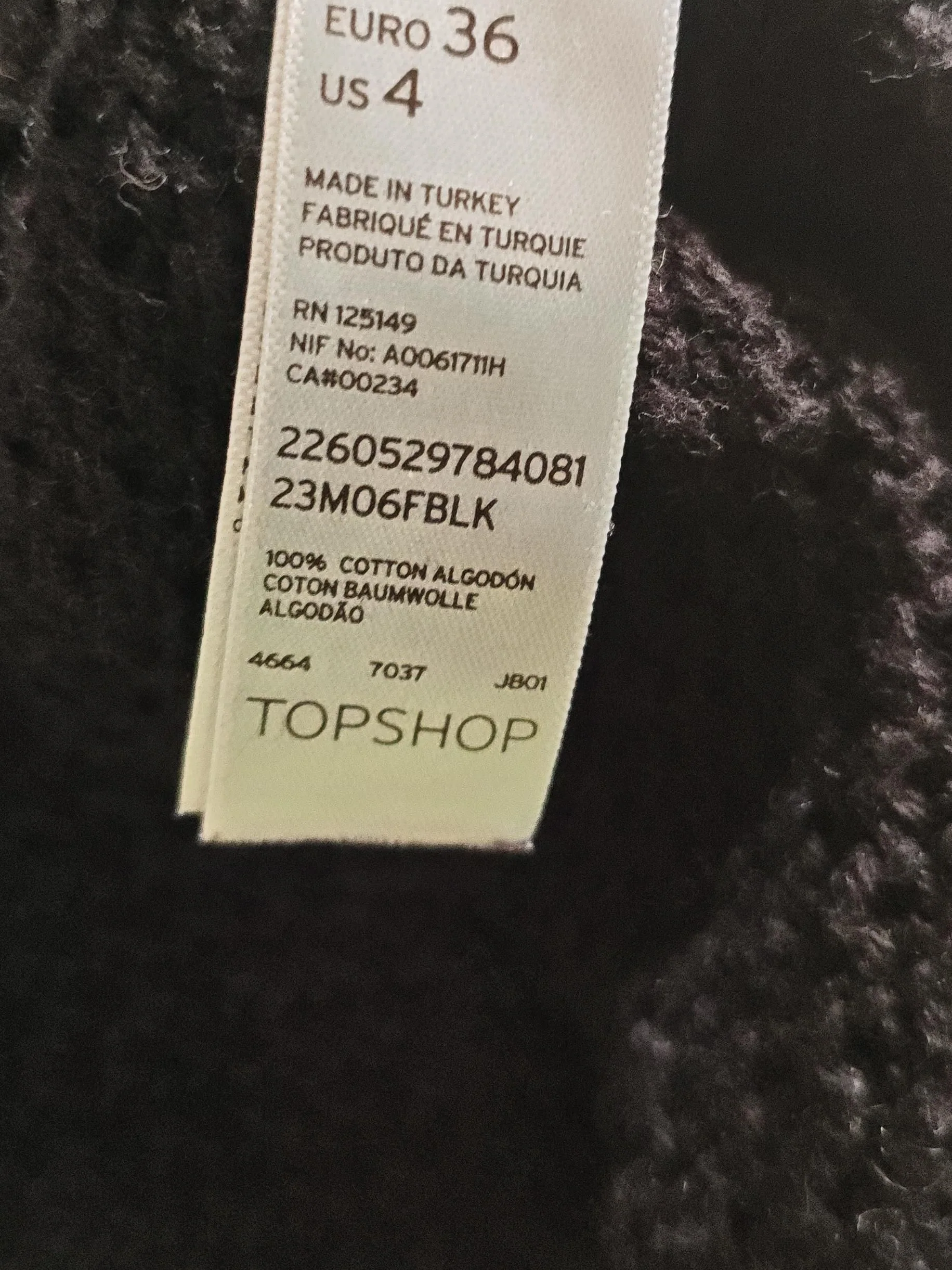 Topshop Women's Jumper UK 8 Black 100% Cotton Round Neck Pullover - Image 6