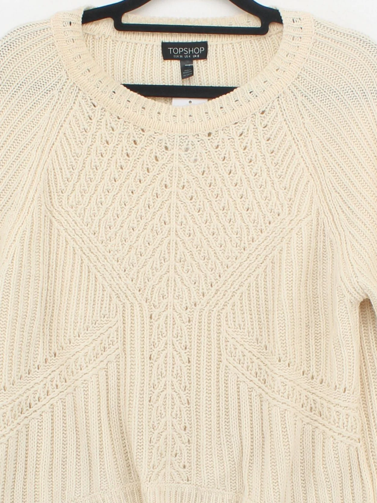 Topshop Women's Jumper UK 8 Cream 100% Acrylic Round Neck Pullover - Image 3