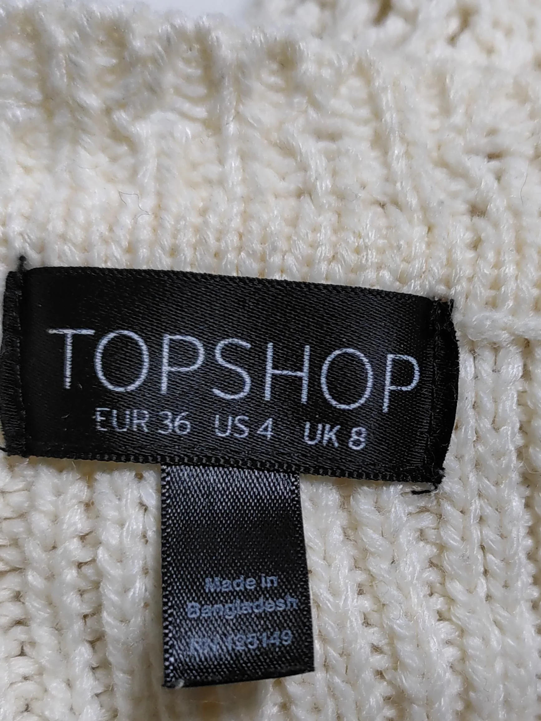 Topshop Women's Jumper UK 8 Cream 100% Acrylic Round Neck Pullover - Image 5