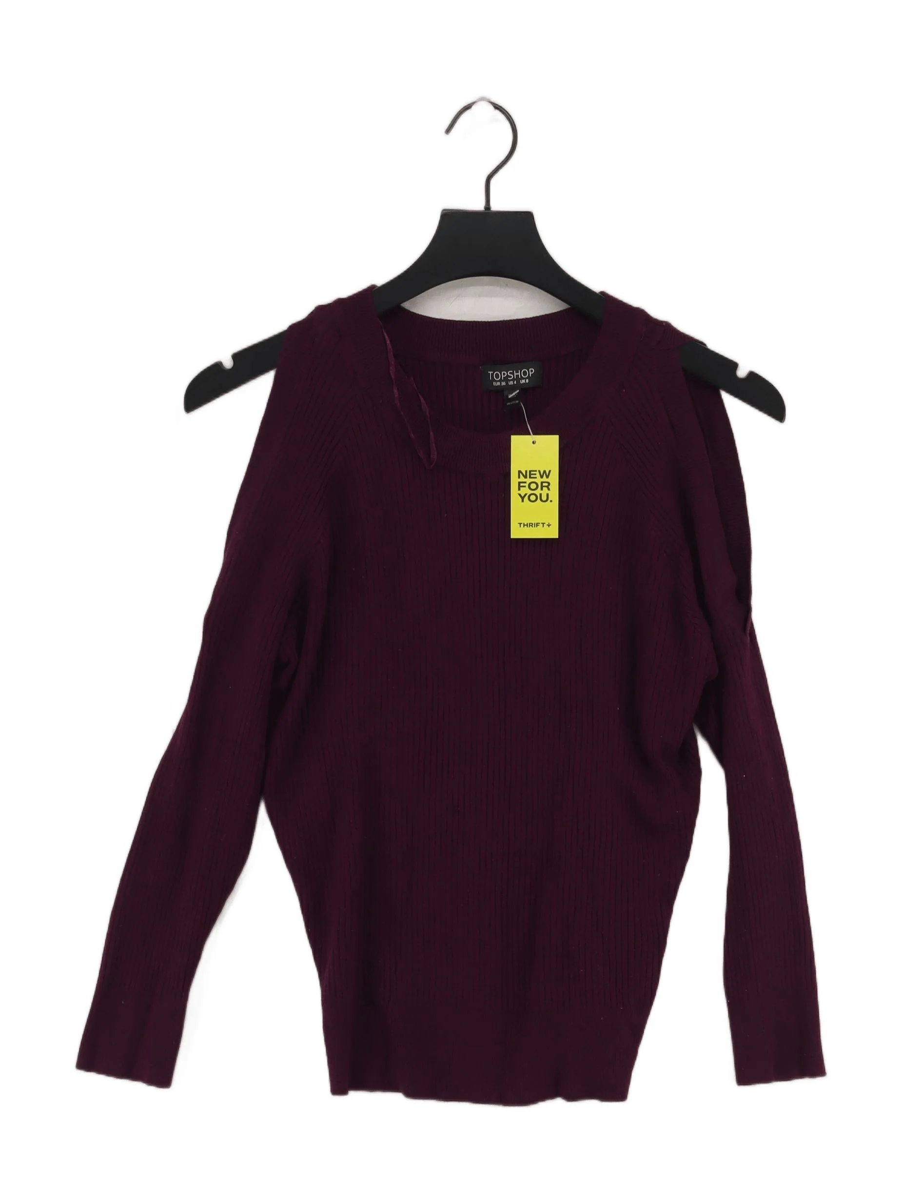 Topshop Women's Jumper UK 8 Purple Viscose with Nylon High Neck Pullover