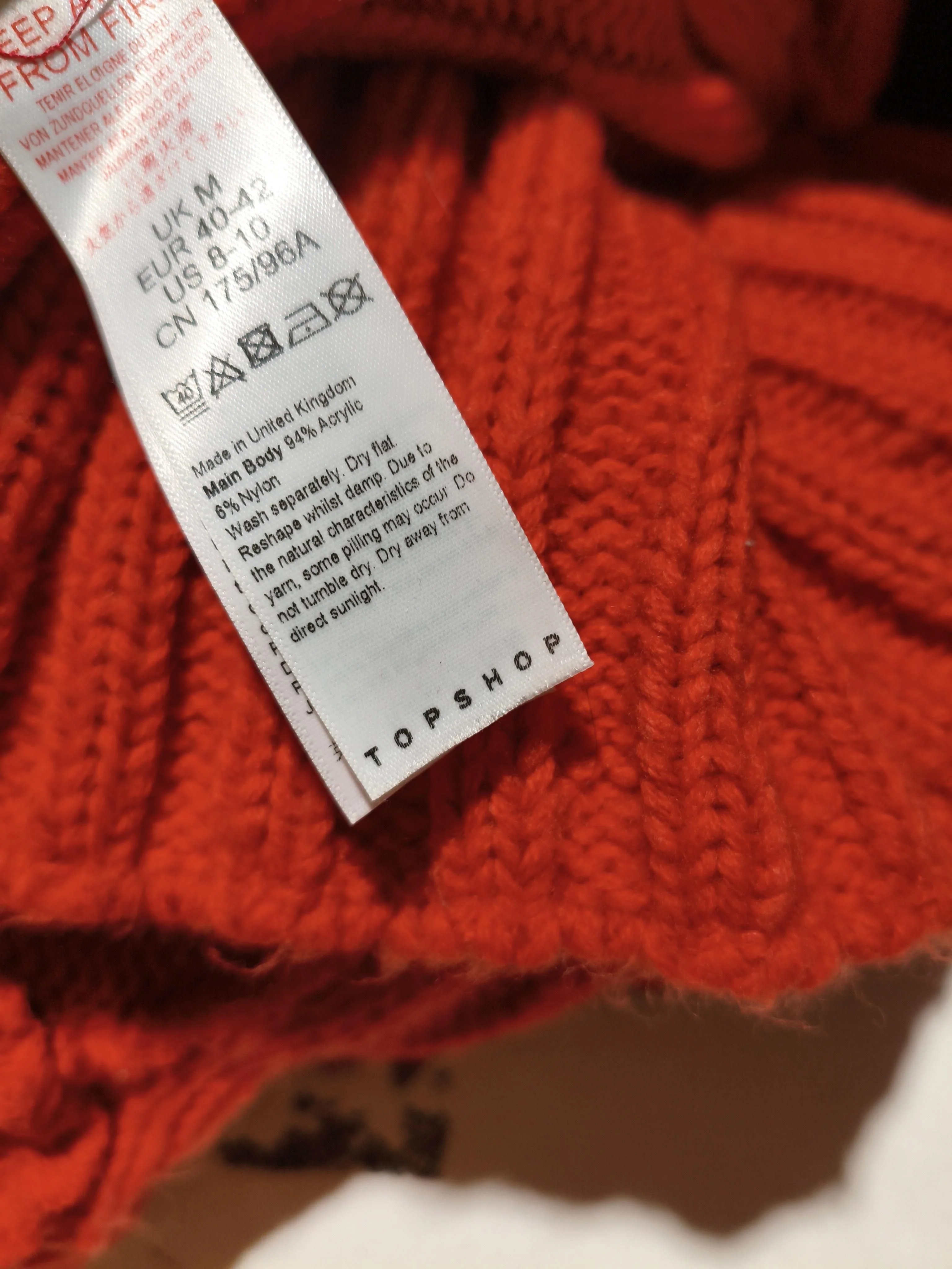 Topshop Women's Jumper UK 8 Red Acrylic with Nylon High Neck Pullover - Image 6