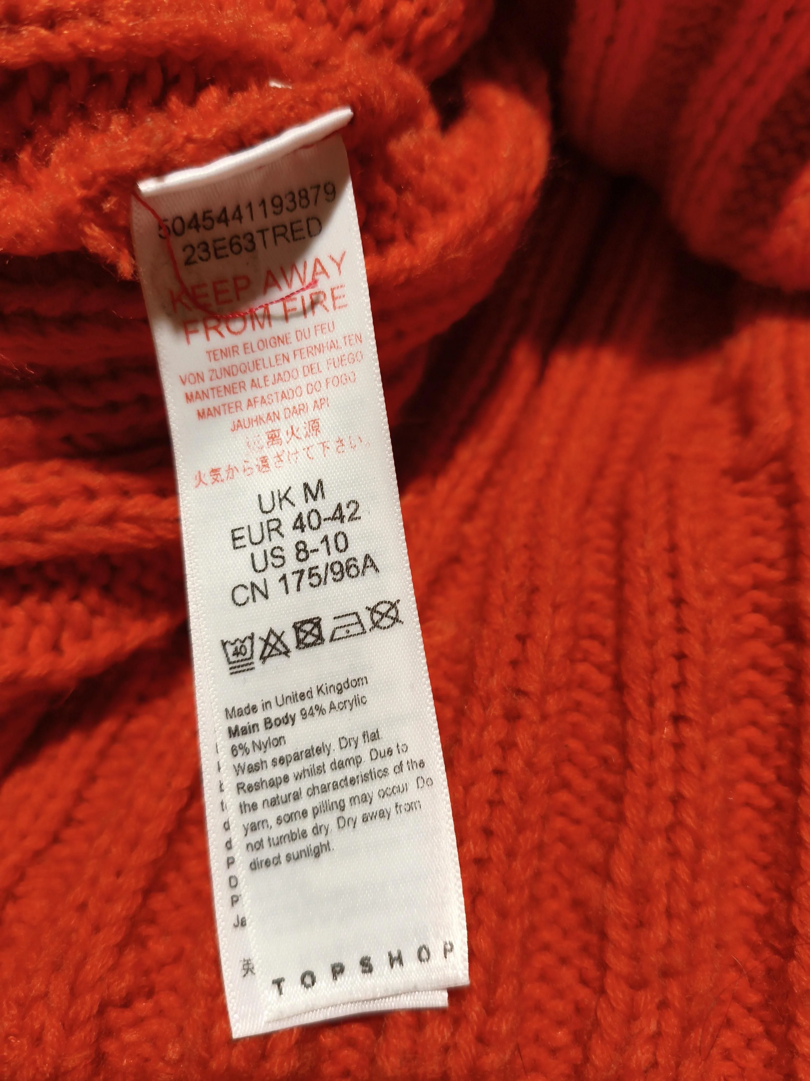 Topshop Women's Jumper UK 8 Red Acrylic with Nylon High Neck Pullover - Image 7