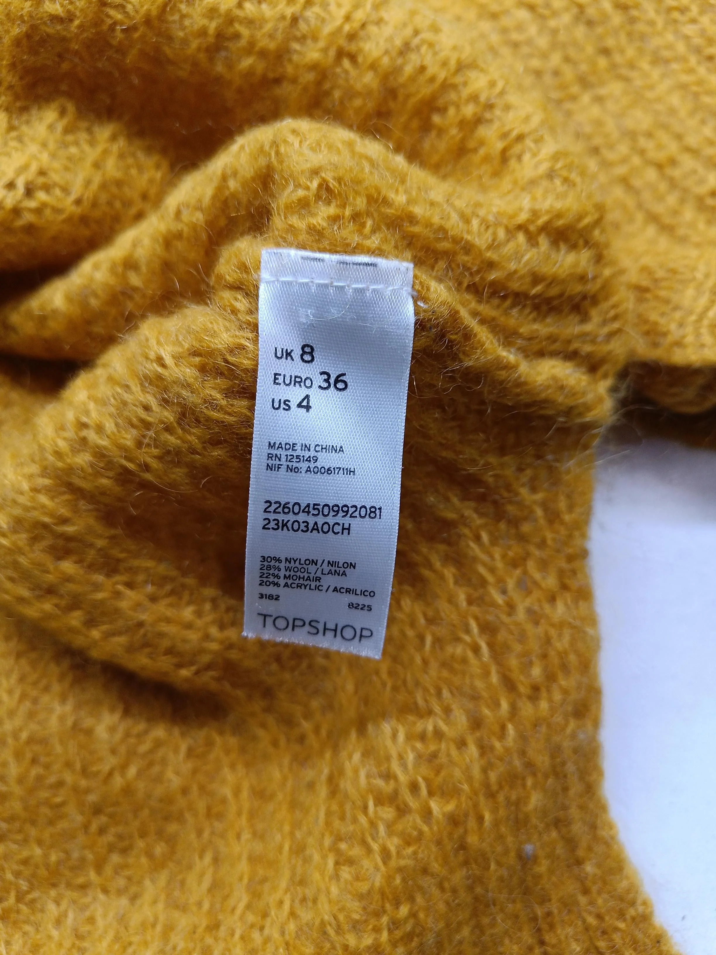 Topshop Women's Jumper UK 8 Yellow Nylon with Mohair, Wool, Acrylic Pullover - Image 6