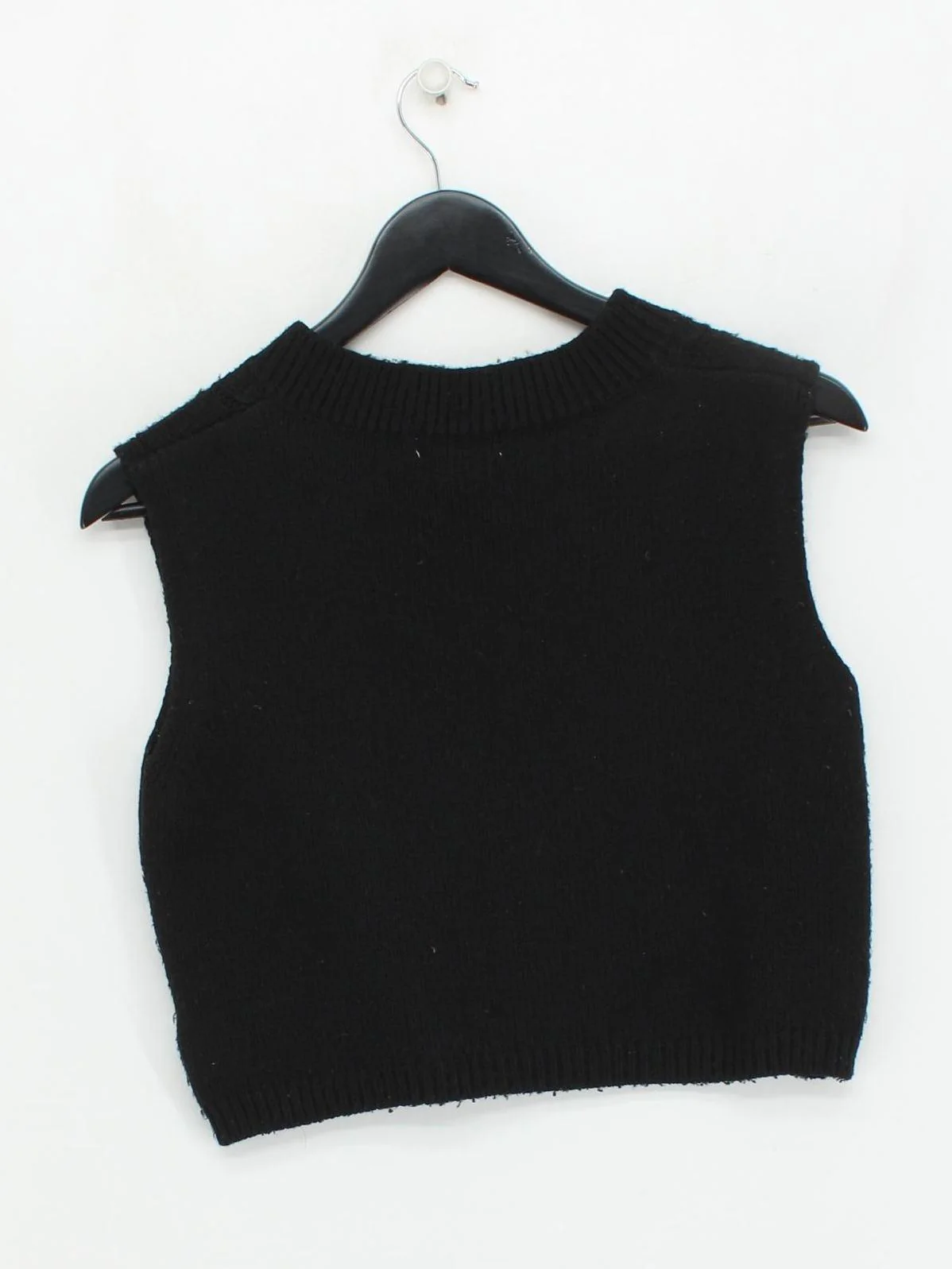 Topshop Women's Jumper XS Black 100% Wool V-Neck Vest - Image 2