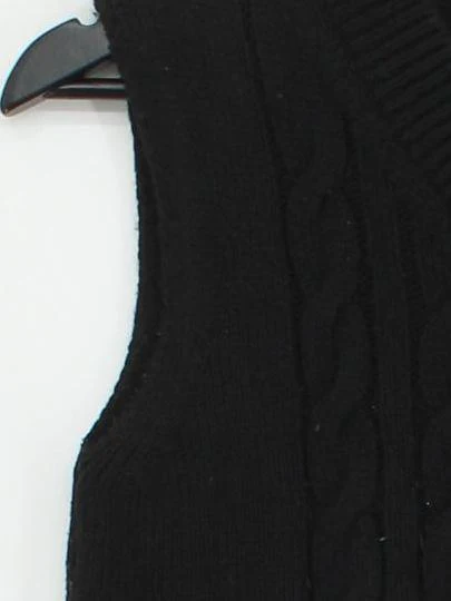 Topshop Women's Jumper XS Black 100% Wool V-Neck Vest - Image 4