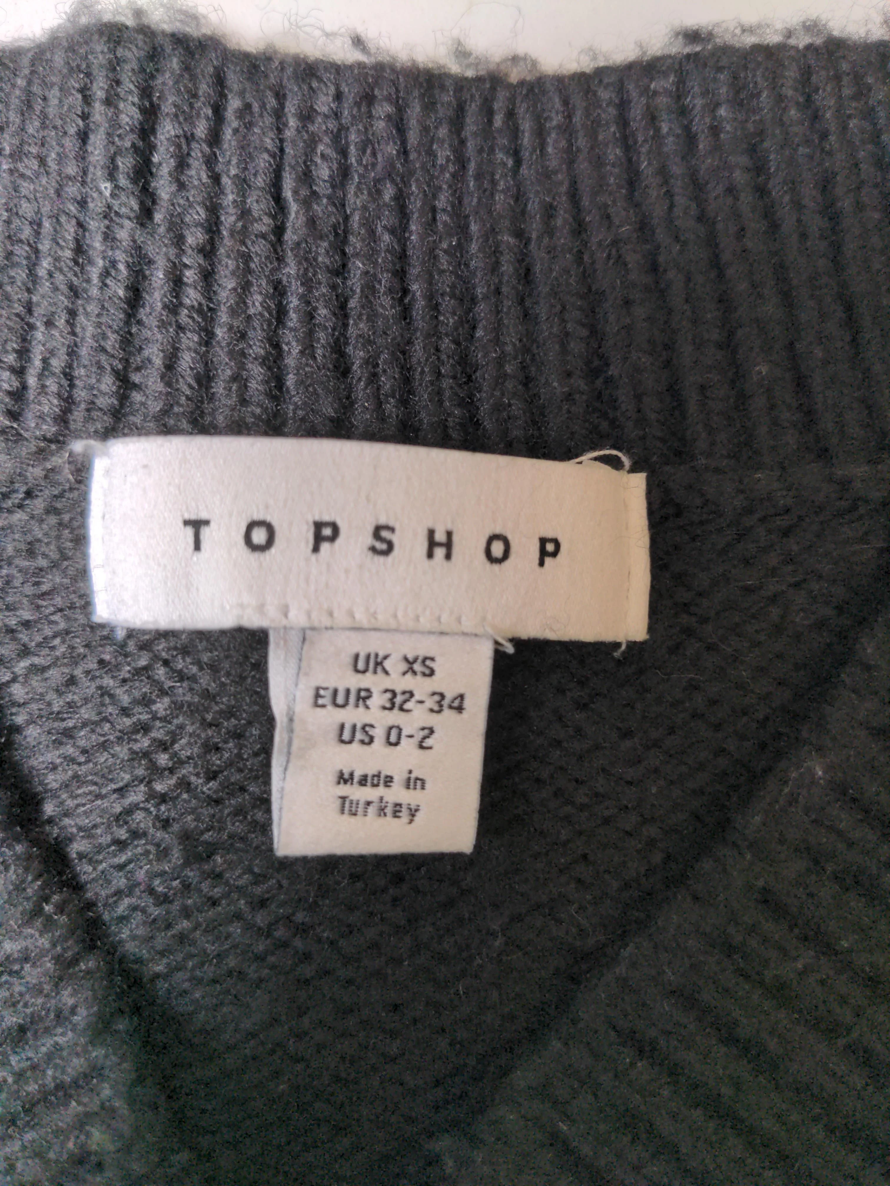 Topshop Women's Jumper XS Black 100% Wool V-Neck Vest - Image 5