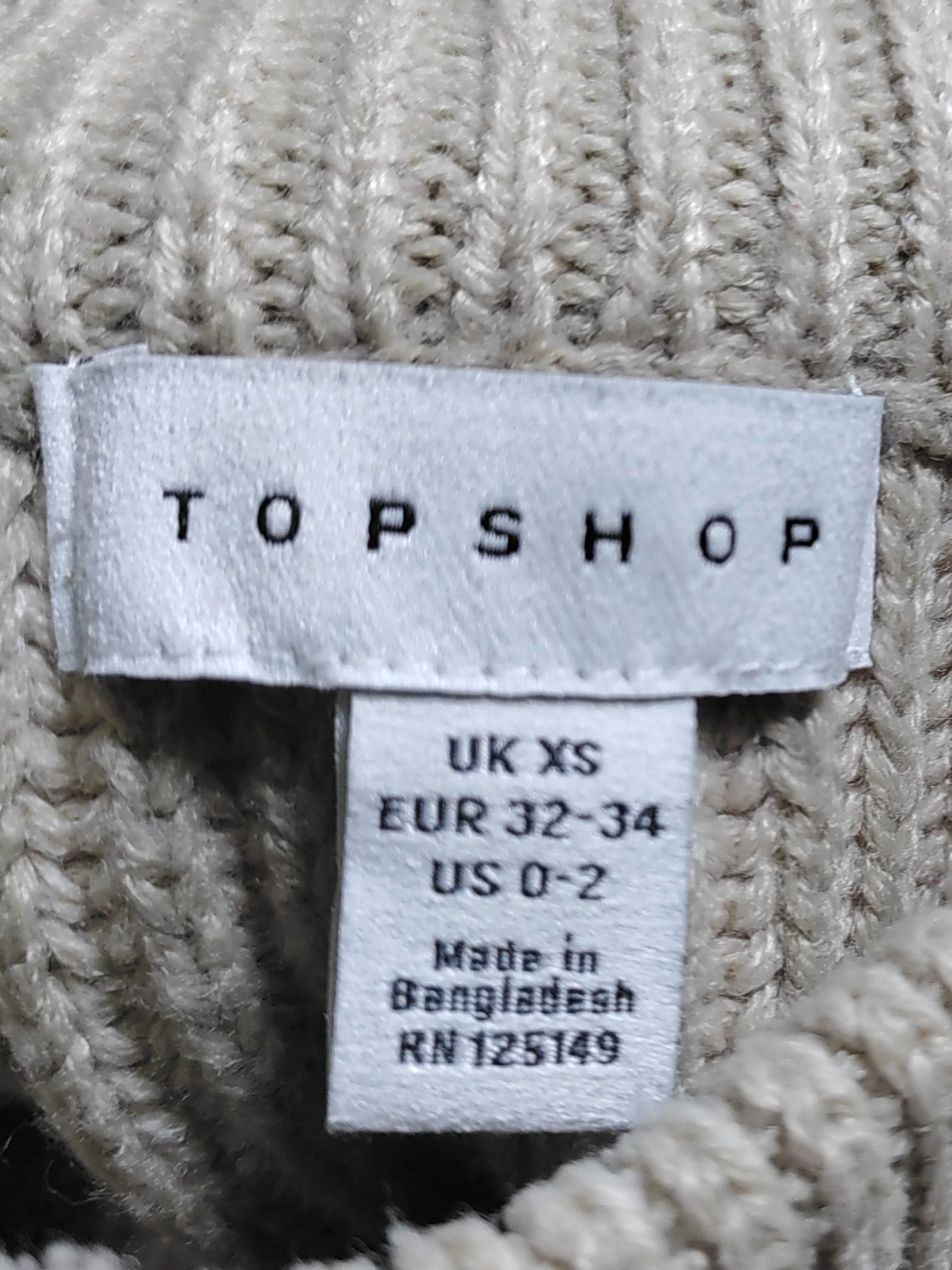 Topshop Women's Jumper XS Cream 100% Acrylic Mock Neck Pullover - Image 5