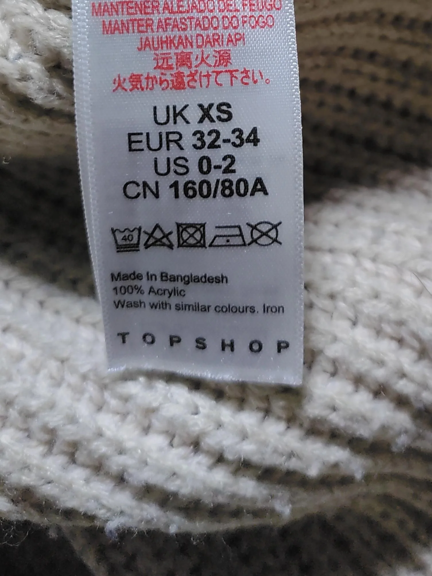 Topshop Women's Jumper XS Cream 100% Acrylic Mock Neck Pullover - Image 6
