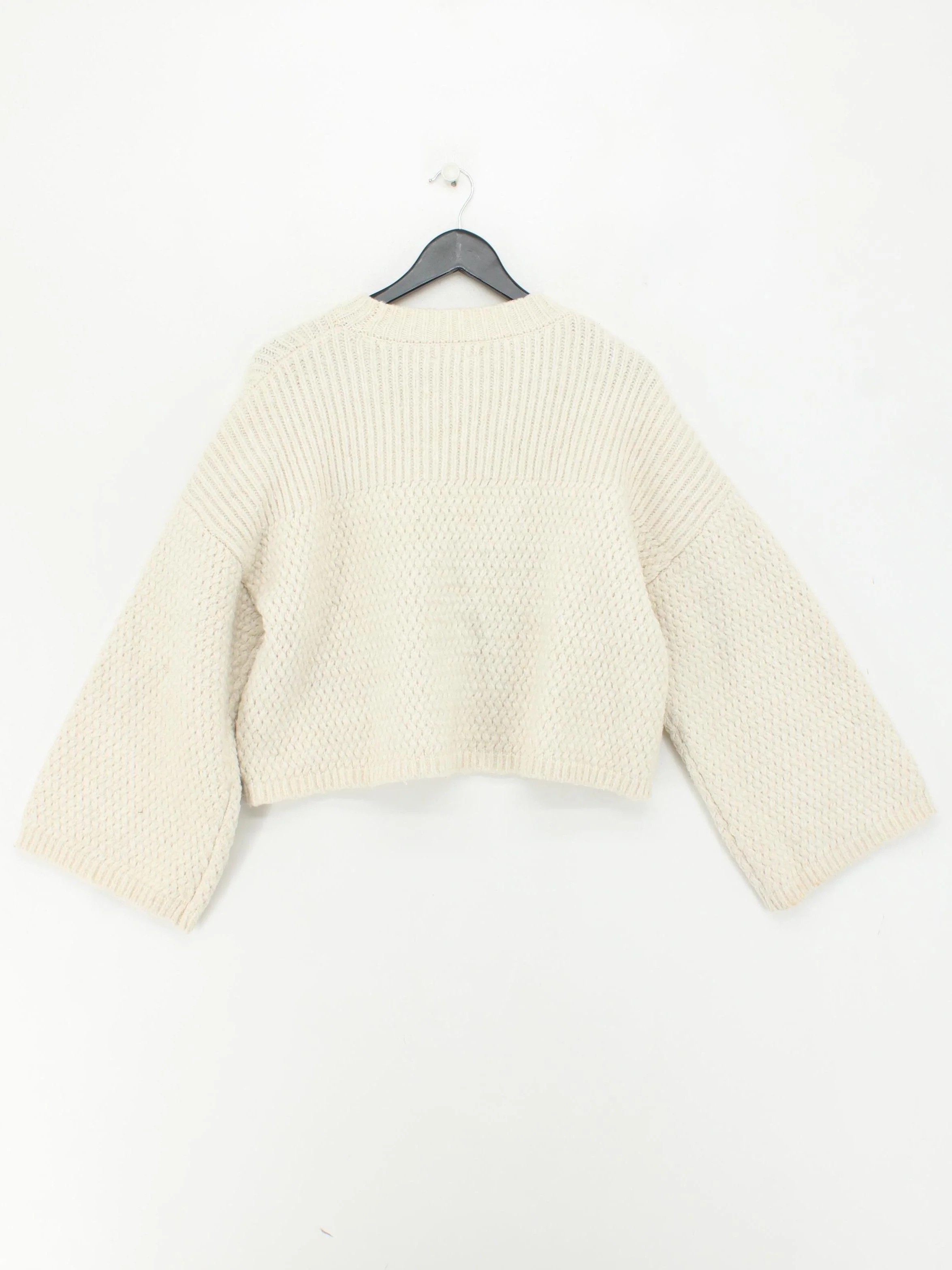 Topshop Women's Jumper XS Cream Polyester with Wool Crew Neck Pullover - Image 2