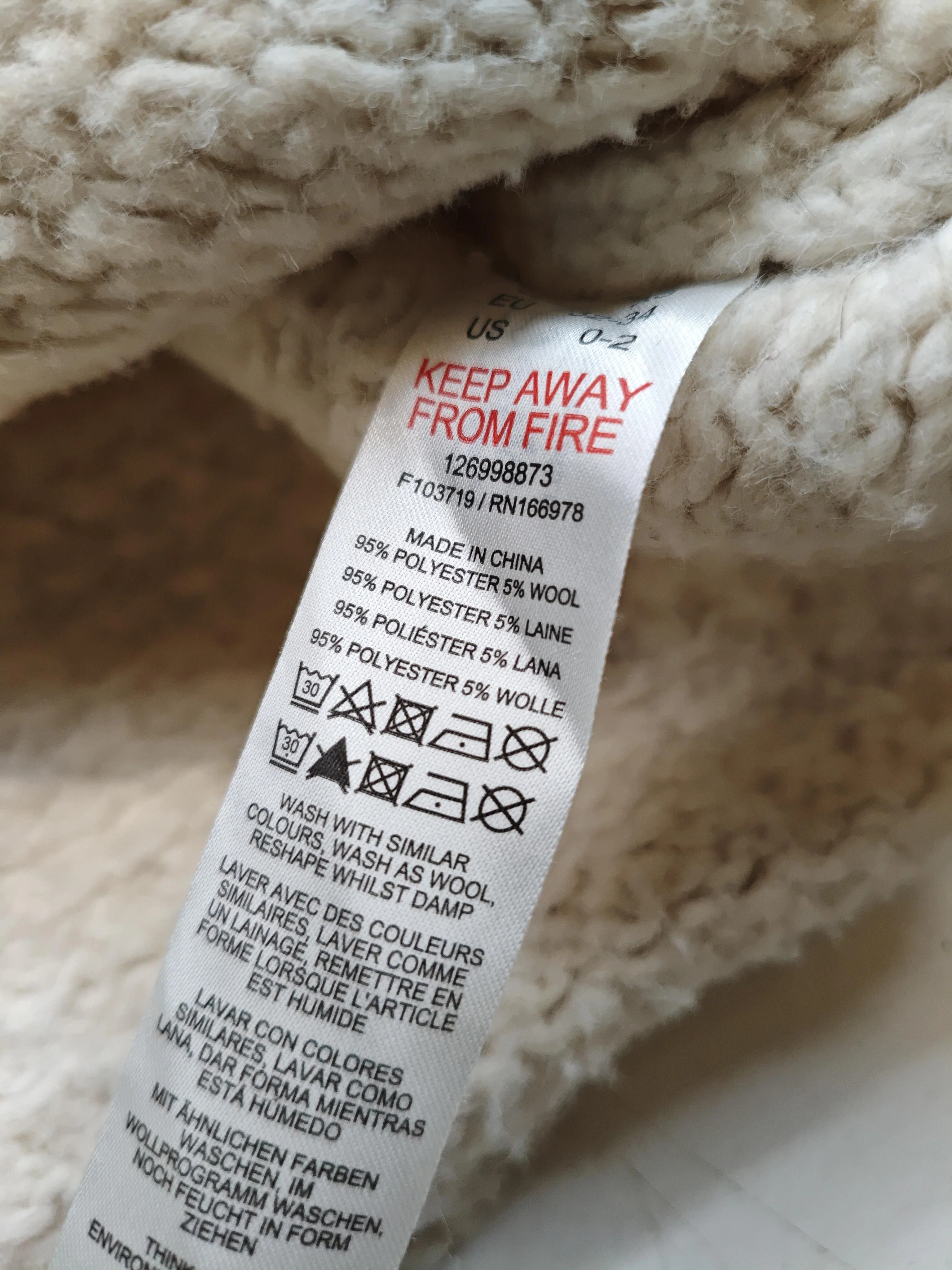 Topshop Women's Jumper XS Cream Polyester with Wool Crew Neck Pullover - Image 8