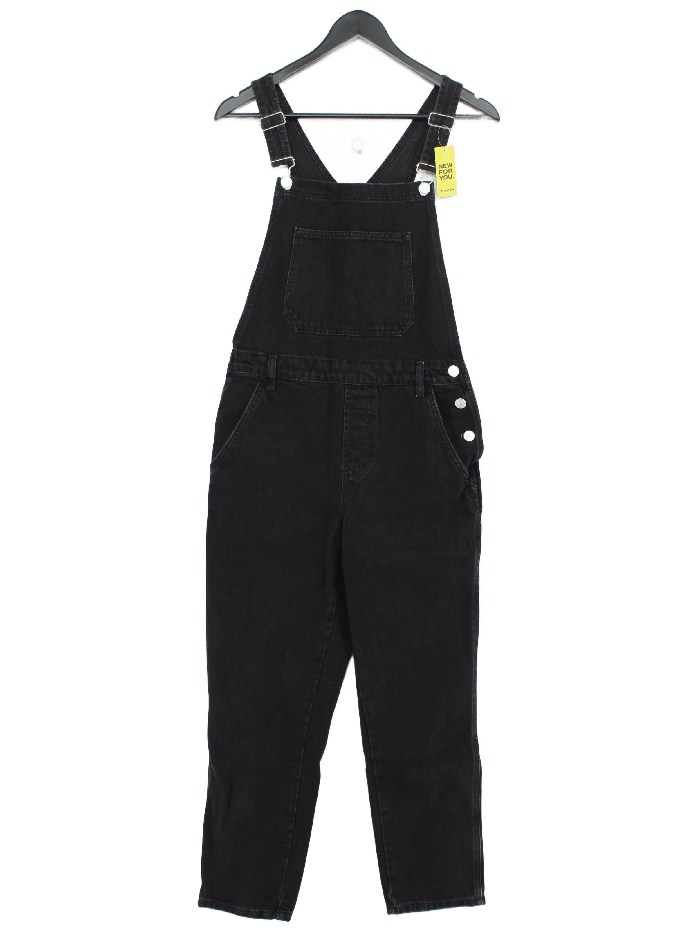 Topshop Women's Jumpsuit UK 10 Black 100% Cotton Straight Jumpsuit