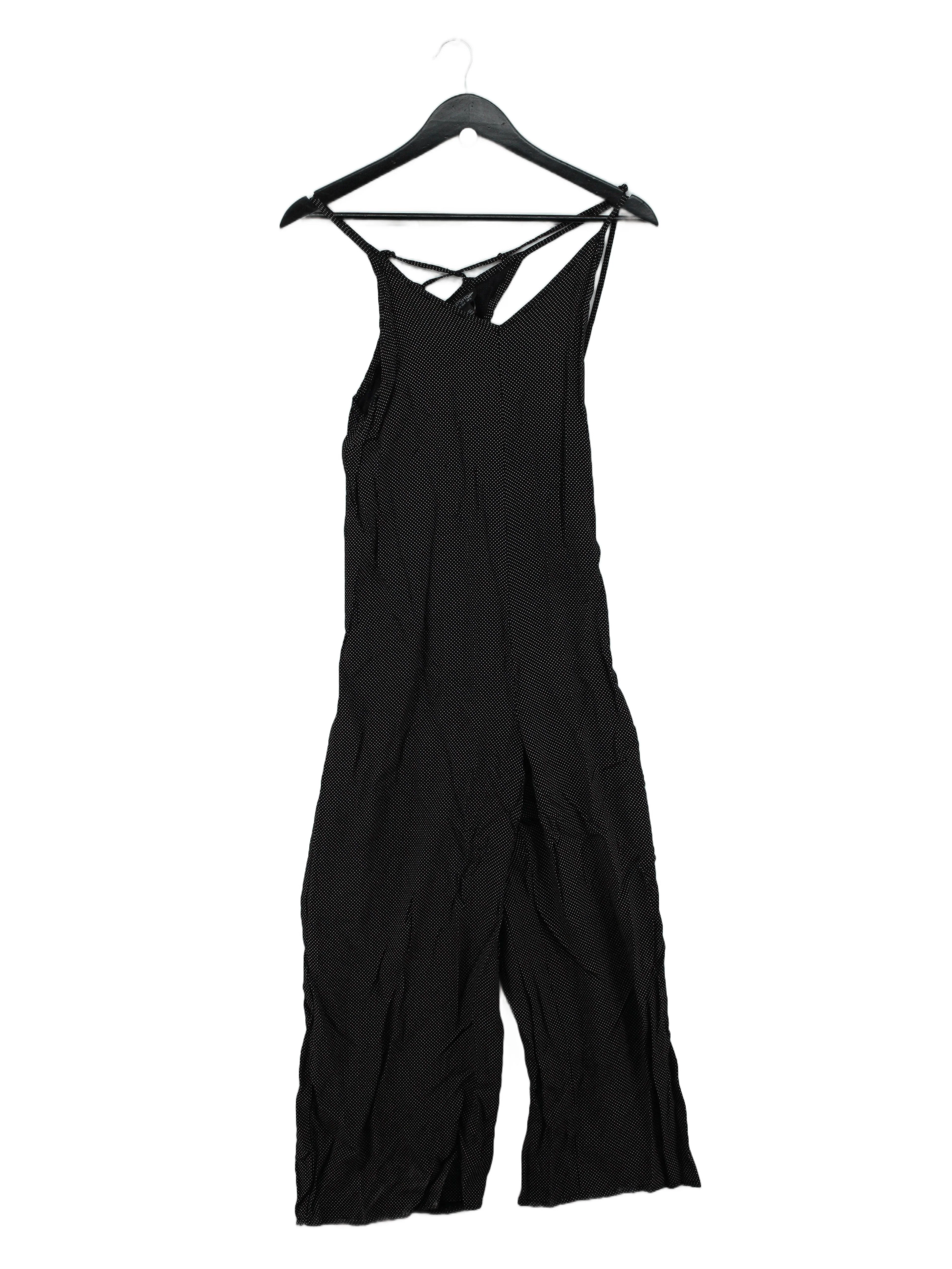 Topshop Women's Jumpsuit UK 10 Black Polkadot 100% Viscose Wide-Leg Jumpsuit