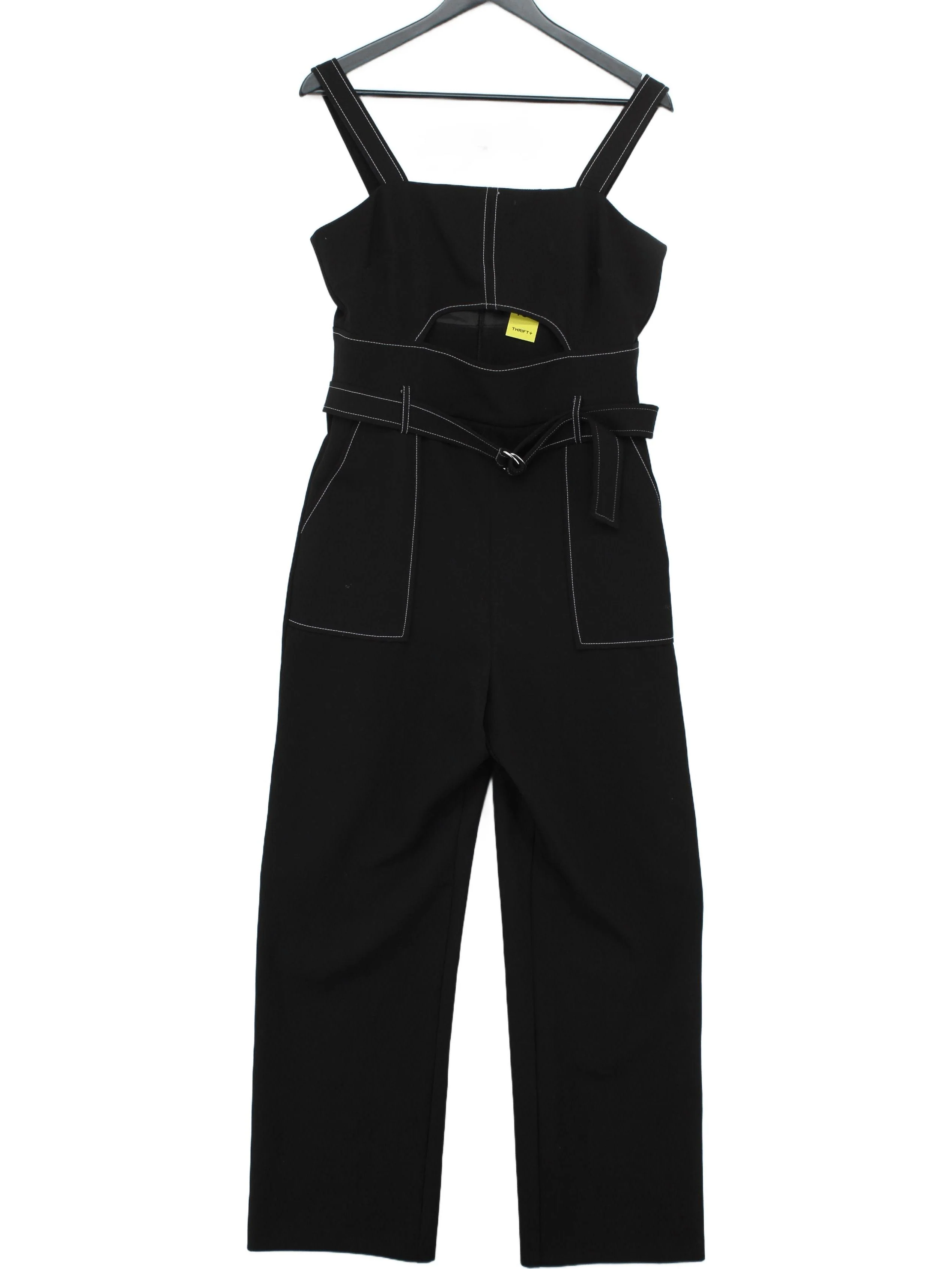 Topshop Women's Jumpsuit UK 12 Black Polyester with Elastane Wide-Leg Jumpsuit